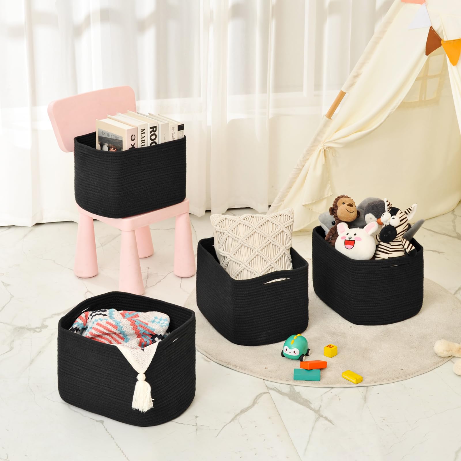 Storage Baskets for Organizing & Shelves (4 Count)