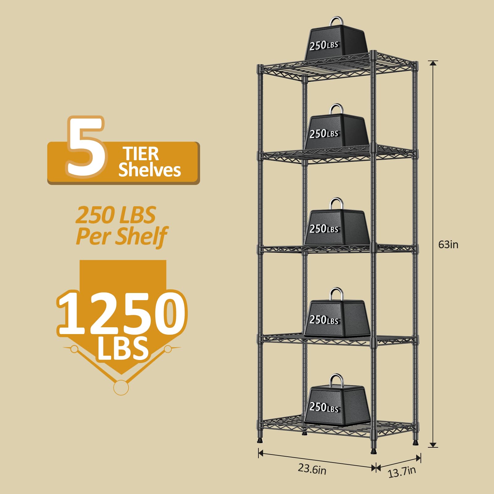 5 Tier Wire Shelving Unit