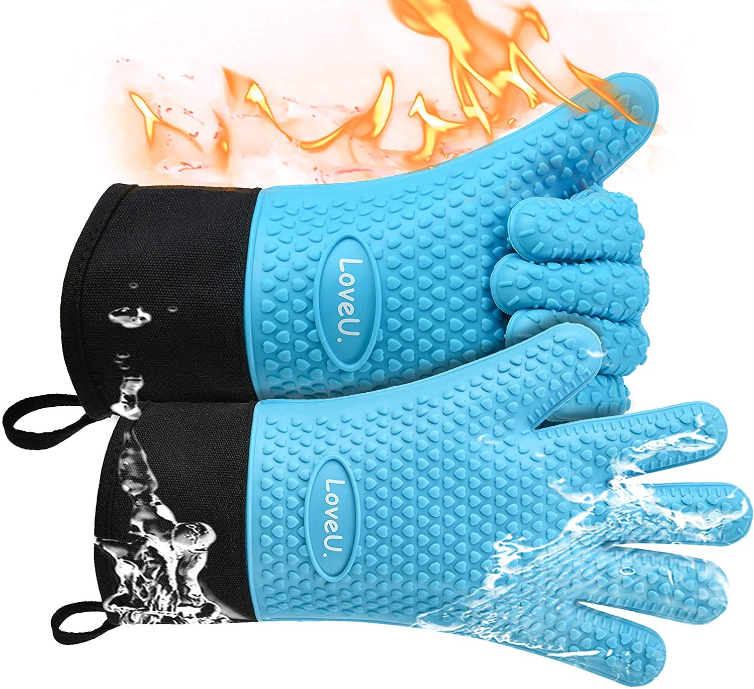 Silicone Oven Mitts Gloves (2 Count)