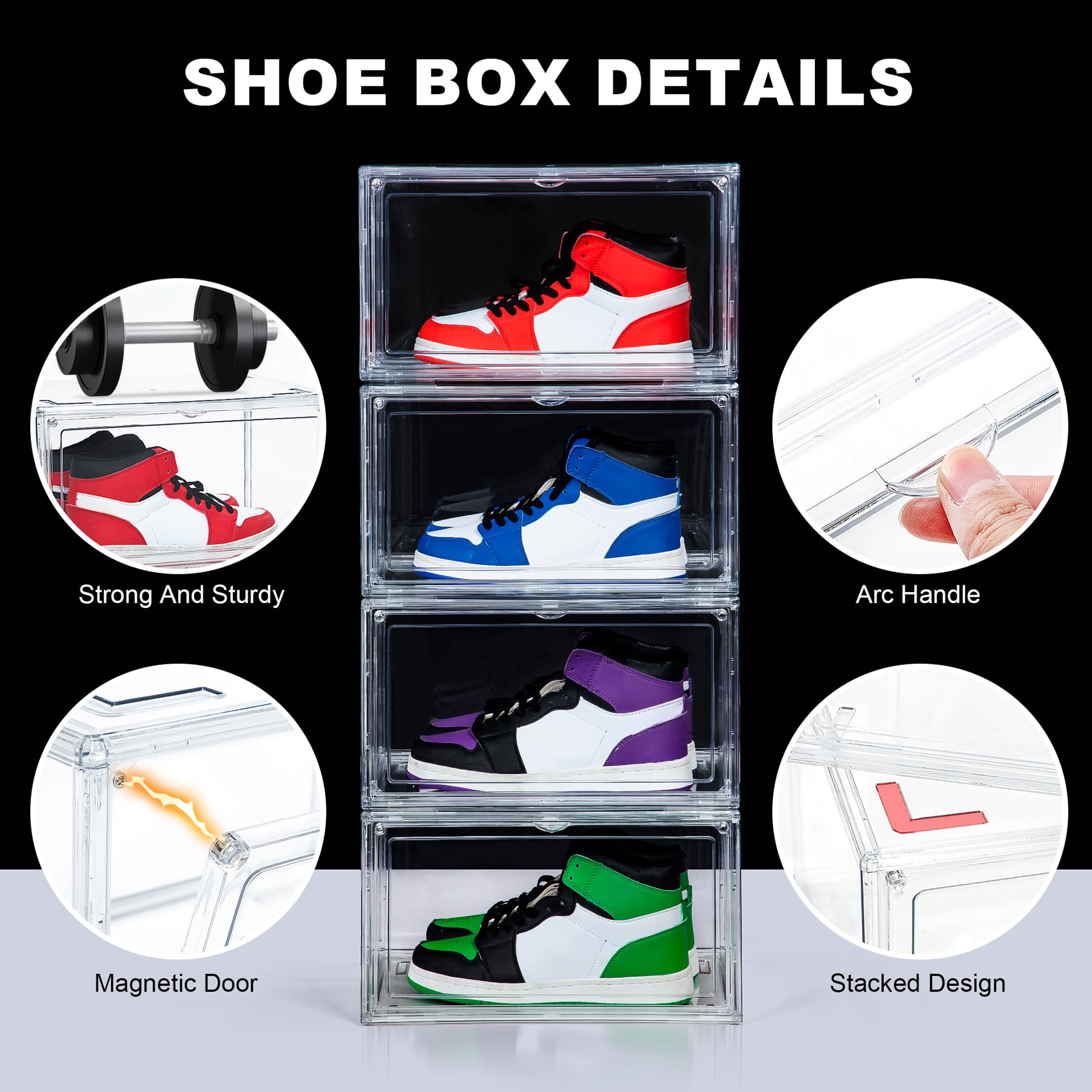 12 Pack Acrylic Shoe Boxes Side Open (12 Count)