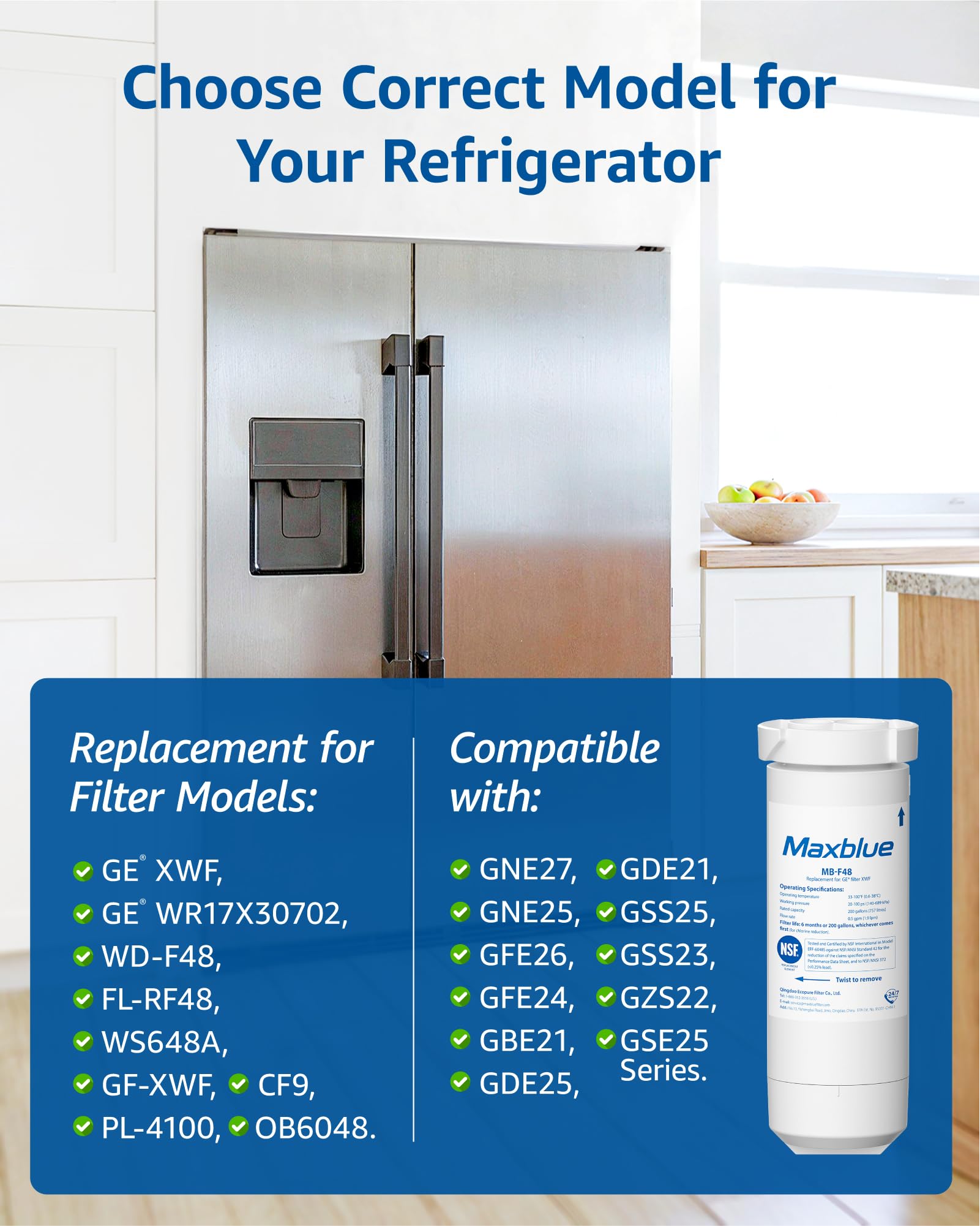 XWF Water Filter Replacement for GE® WR17X30702 (3 Count)