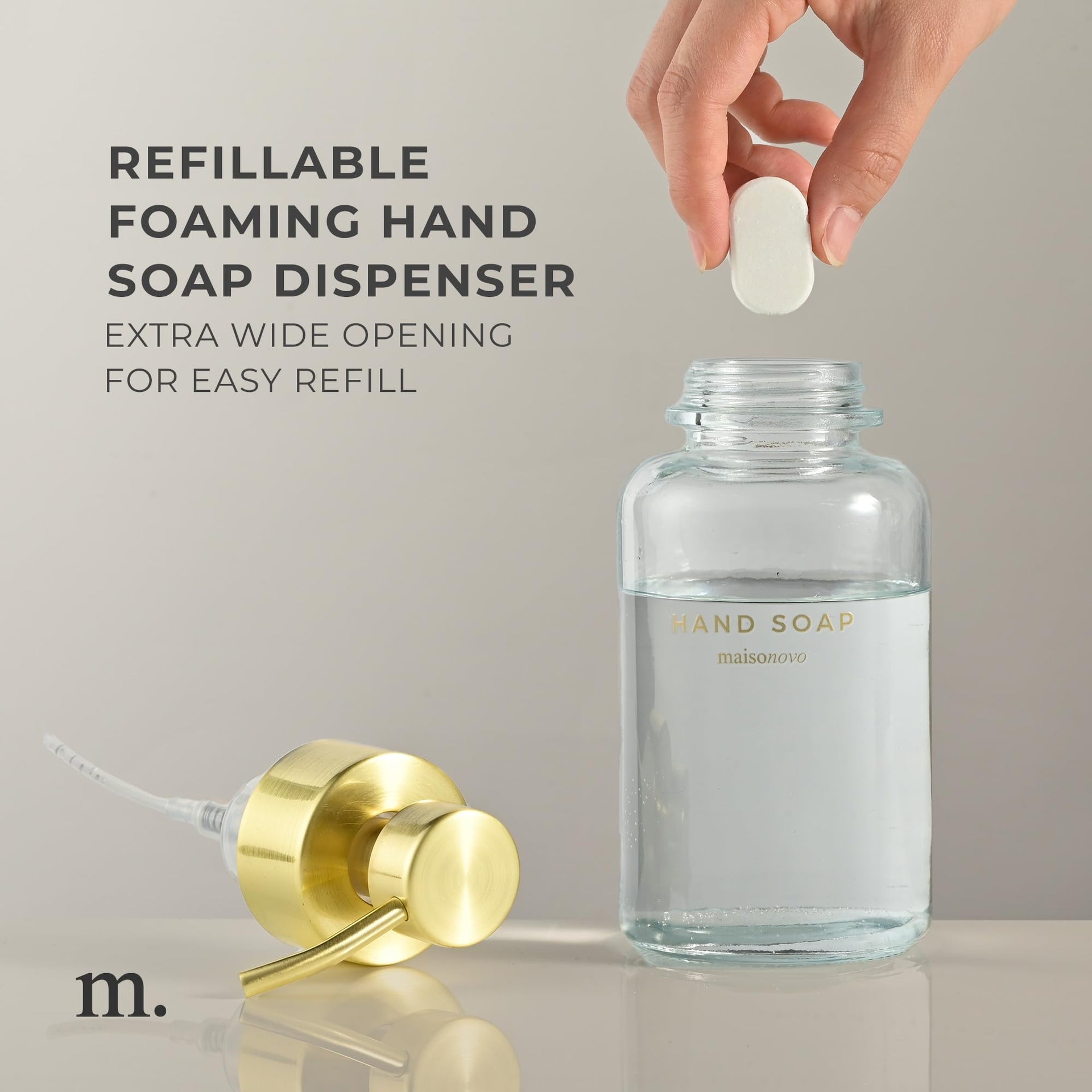 Glass Foaming Hand Soap Dispenser 14 Oz