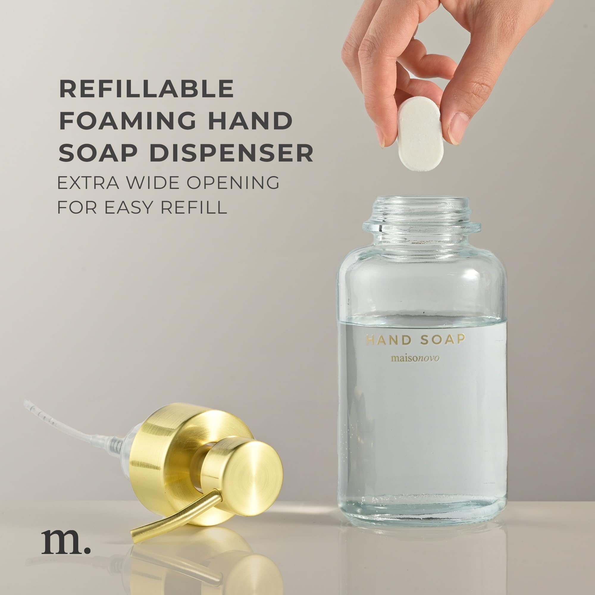 Glass Foaming Hand Soap Dispenser 14 Oz