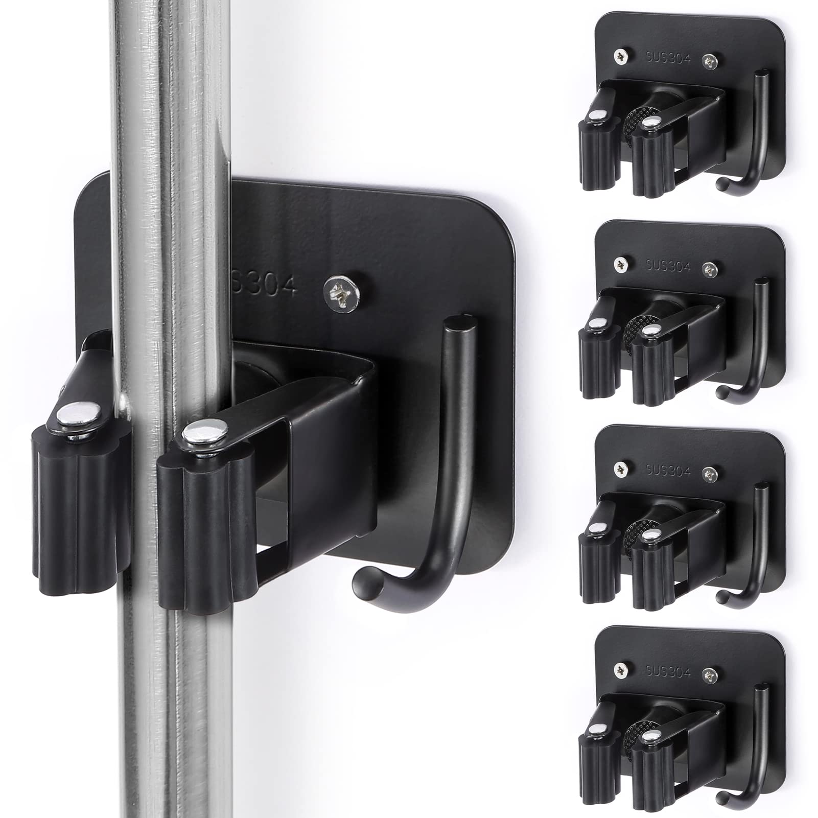 Stainless Steel Broom Holder (4 Count)