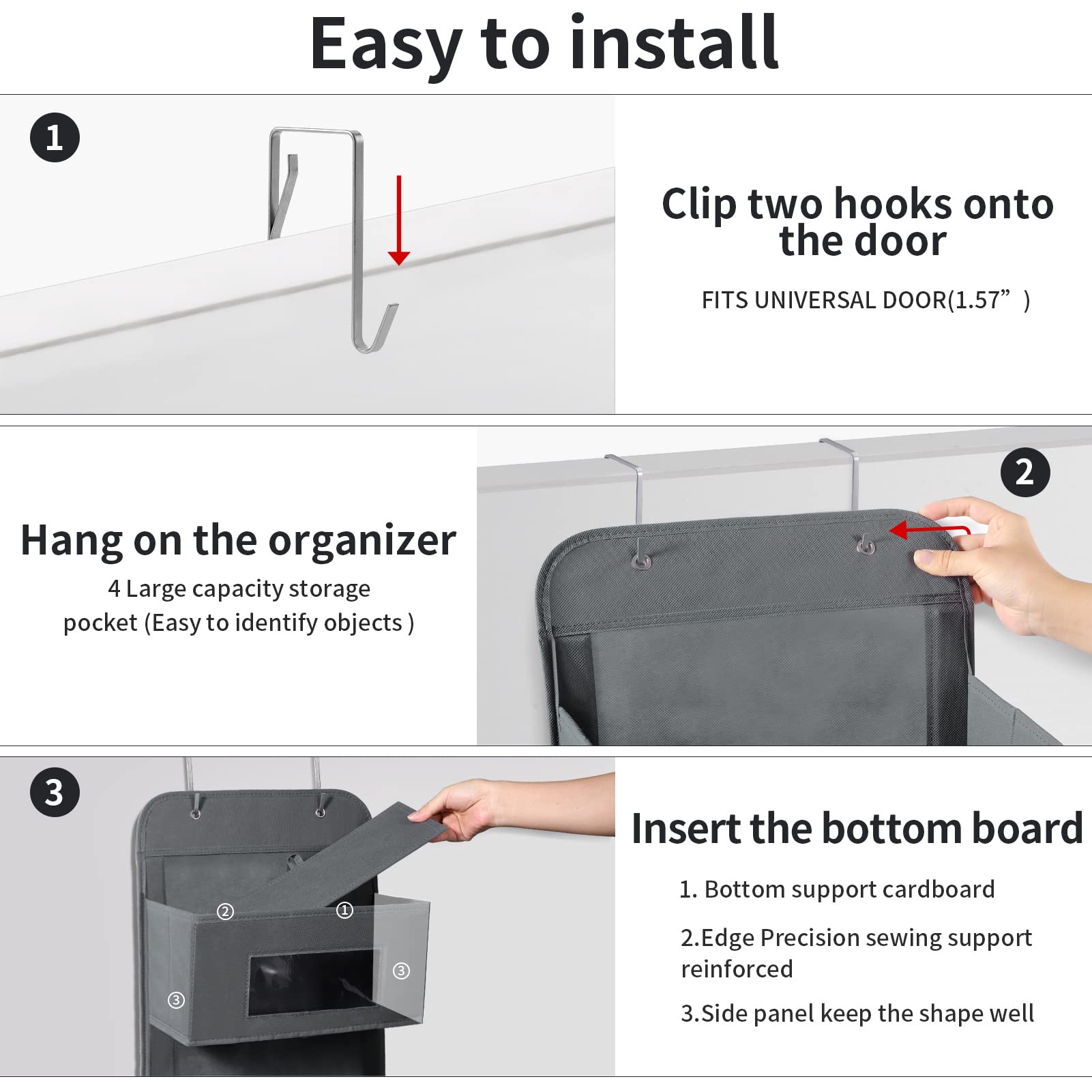 4 Shelf Over The Door Hanging Organizer with 2 Metal Hooks (4 Count)