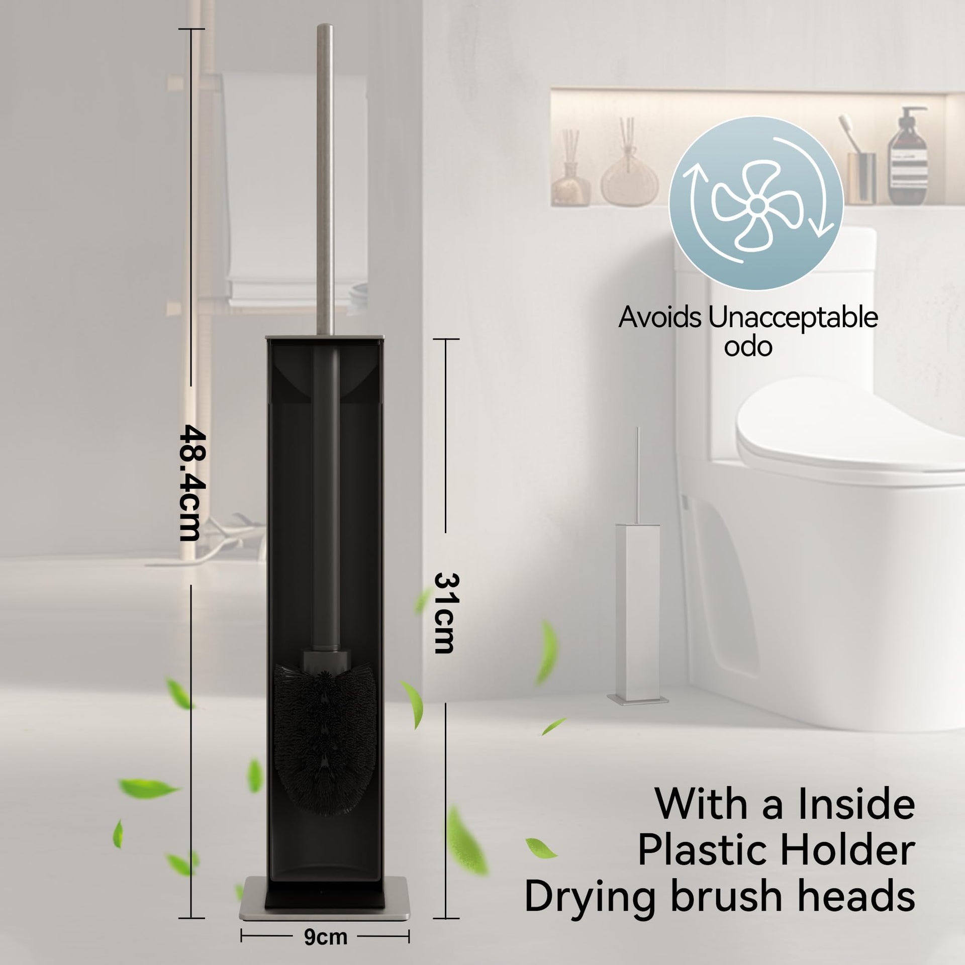 Brushed Nickel Toilet Brush and Holder