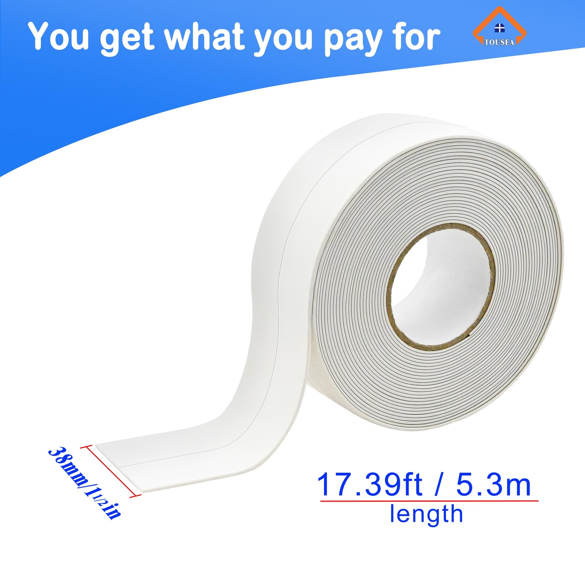 White-1.5IN-10.5FT*3Rolls Caulk Tape Self Adhesive,Caulking Tape