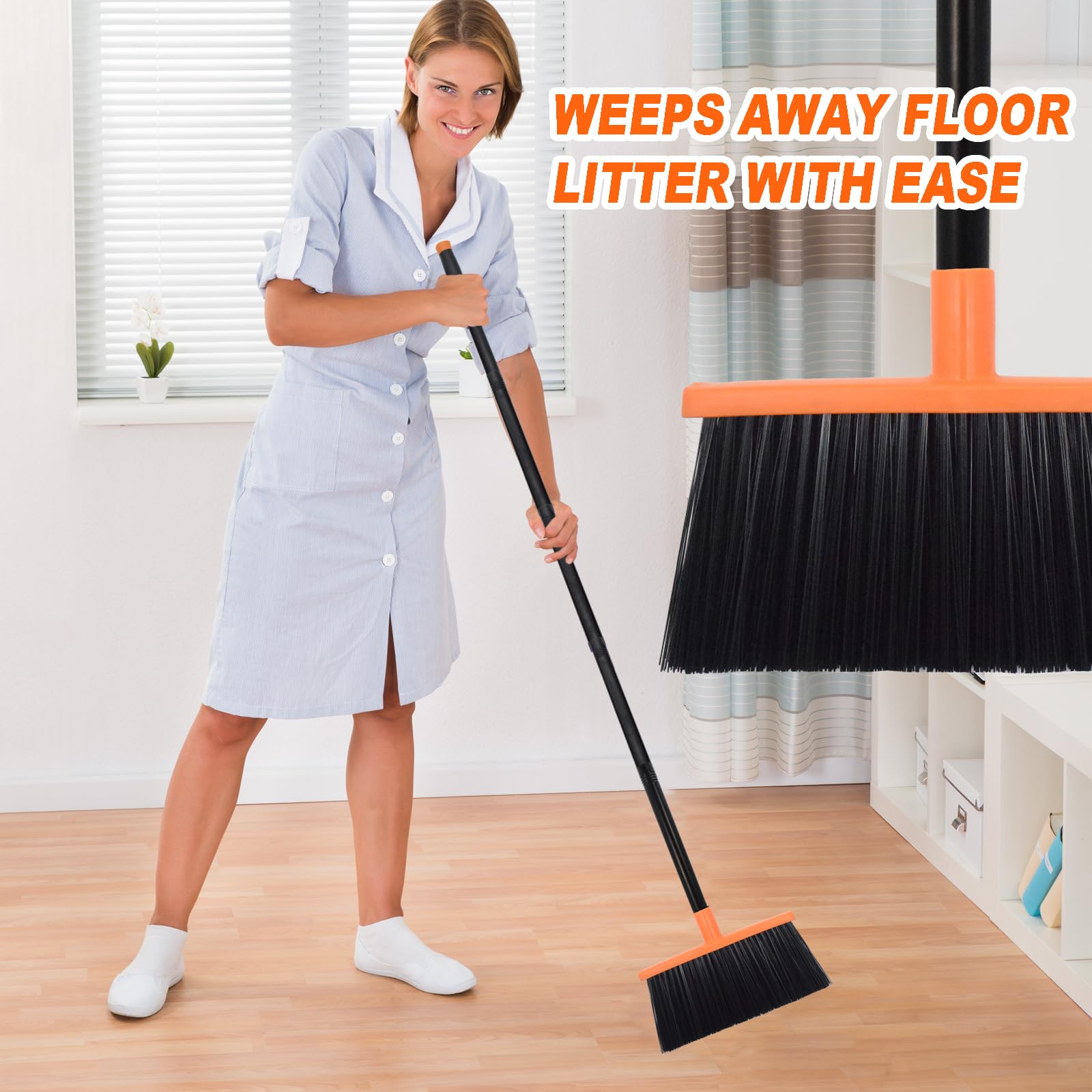 Heavy Duty Adjustable Angle Broom with 56" Steel Handle