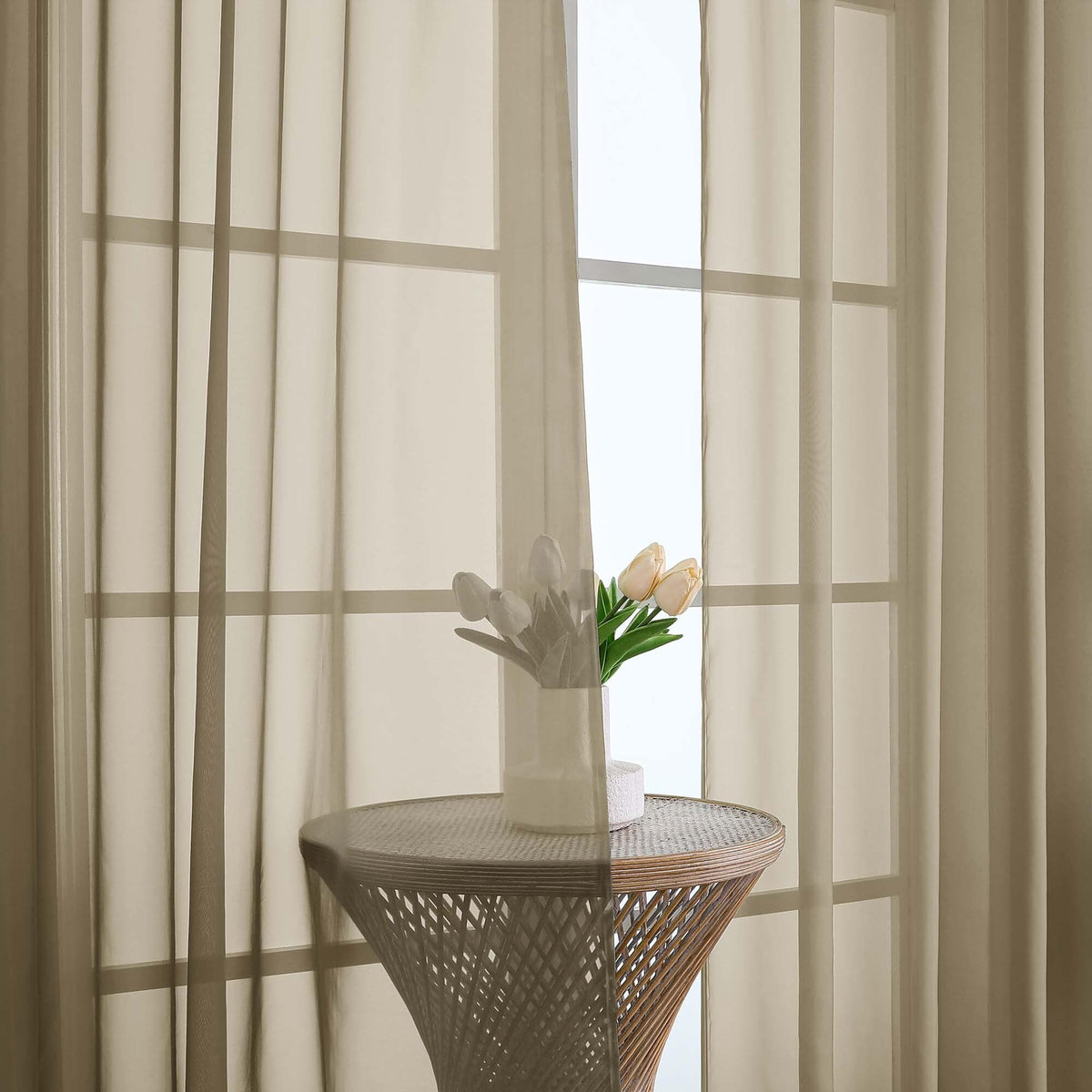 Taupe Sheer Curtains 90 Inches Long 2 Panels (2 Count)