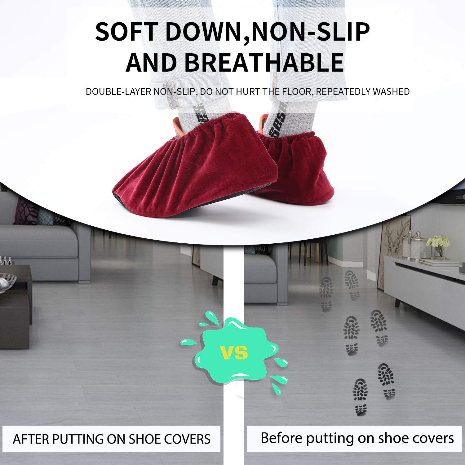 5 Pairs Reusable Non Slip Shoe Covers