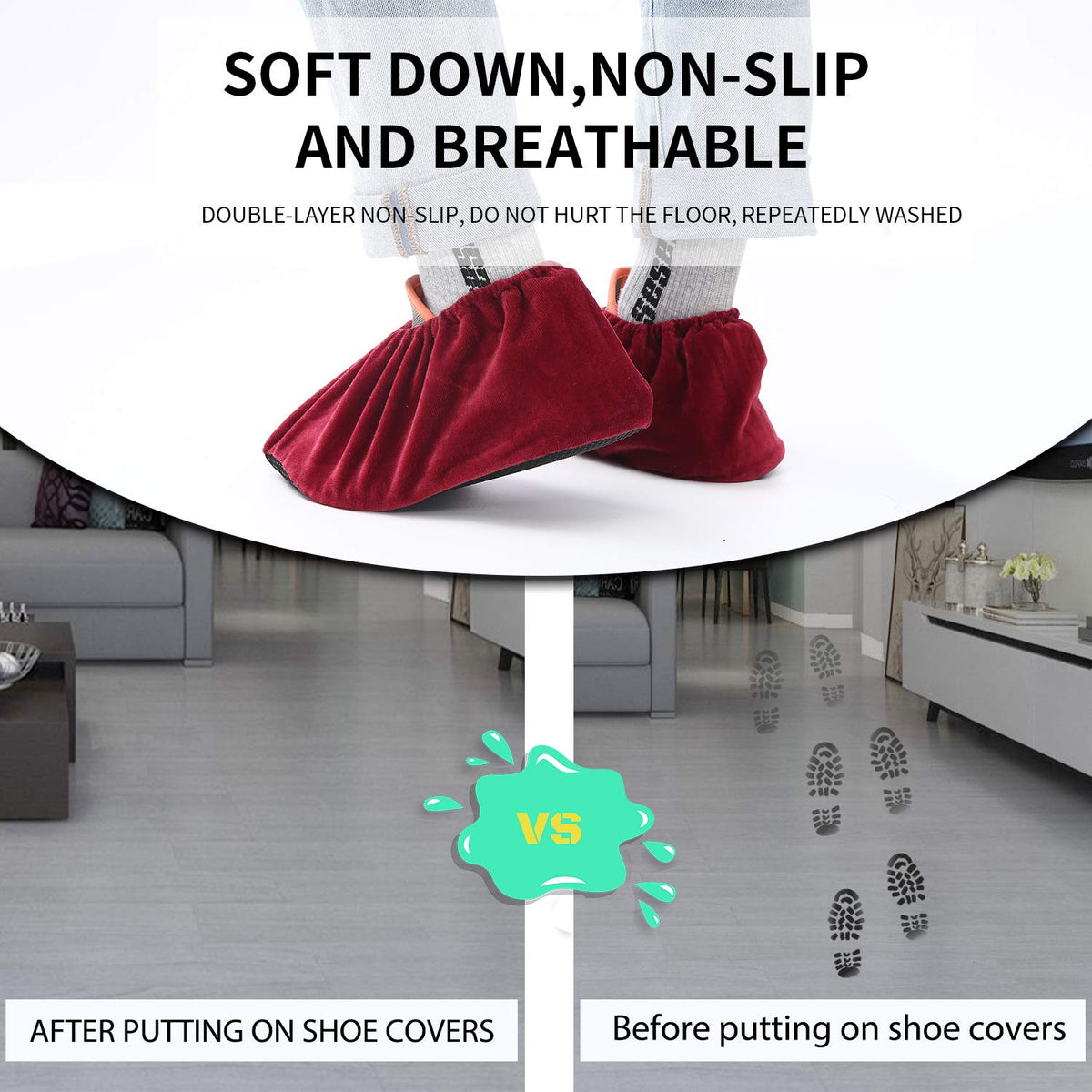 5 Pairs Reusable Non Slip Shoe Covers