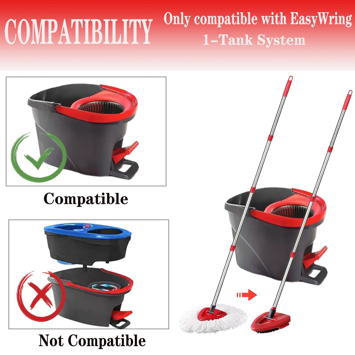 Spin Mop Replacement Head Mop Replace Head Compatible with O Cedar EasyWring Spin Mop