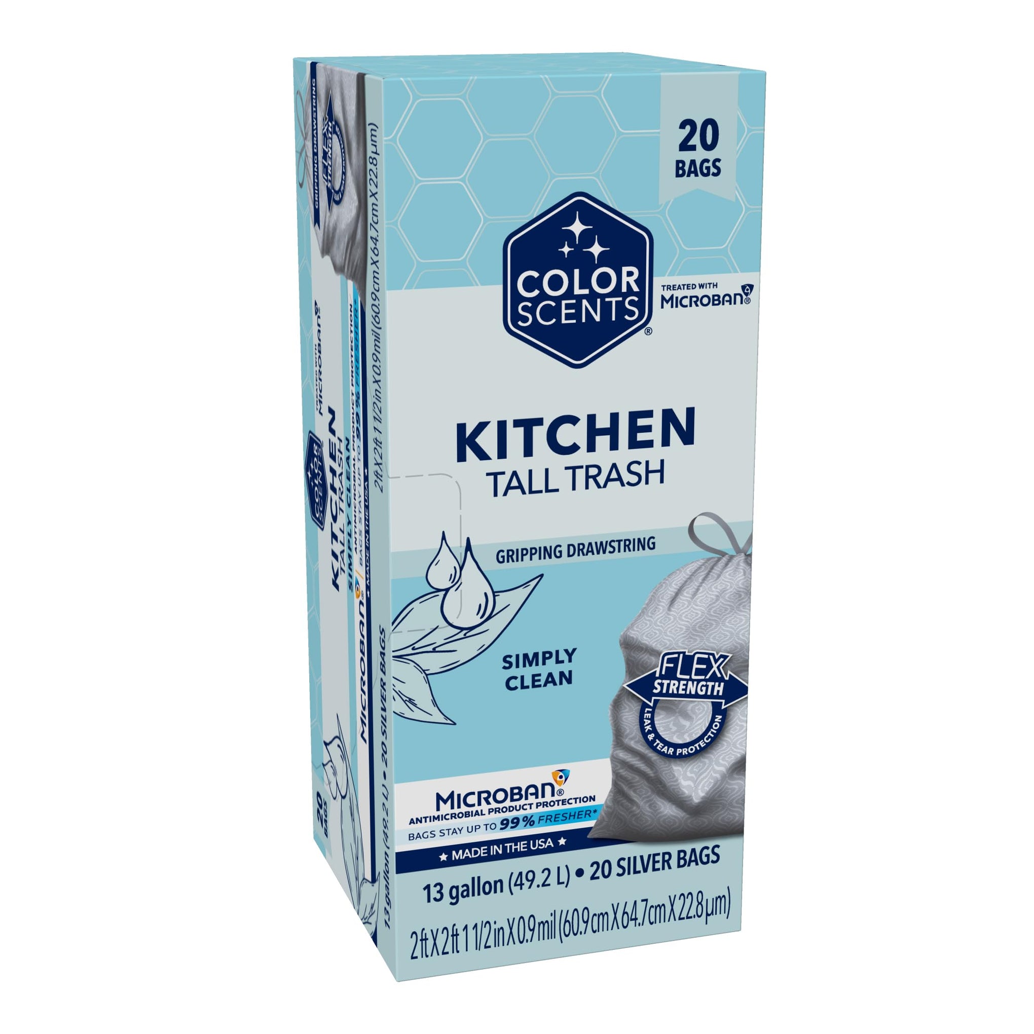 13 Gallon Kitchen Trash Bags Drawstring 20 Count Simply Clean