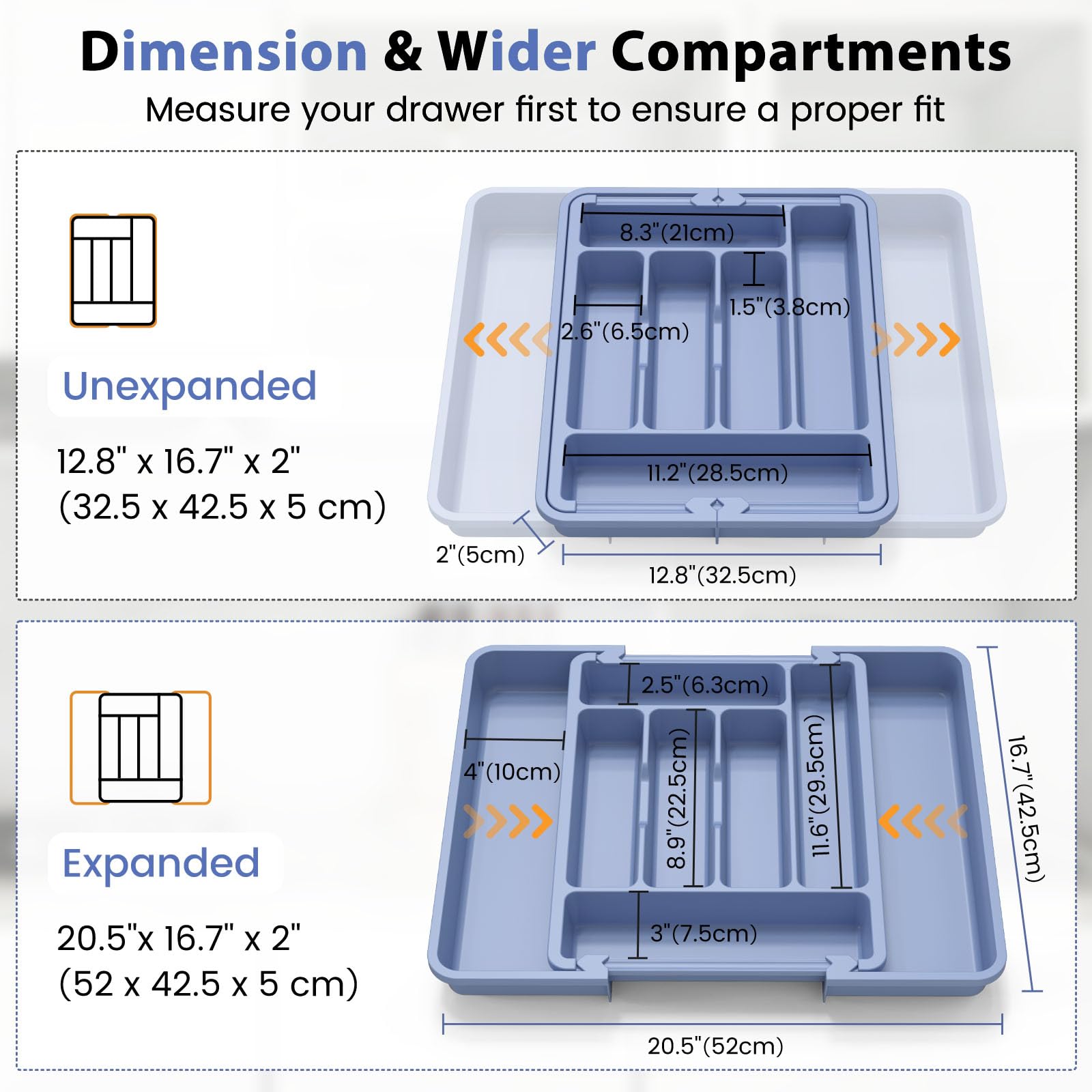 Large Silverware Organizer for Kitchen Drawer & Utensils