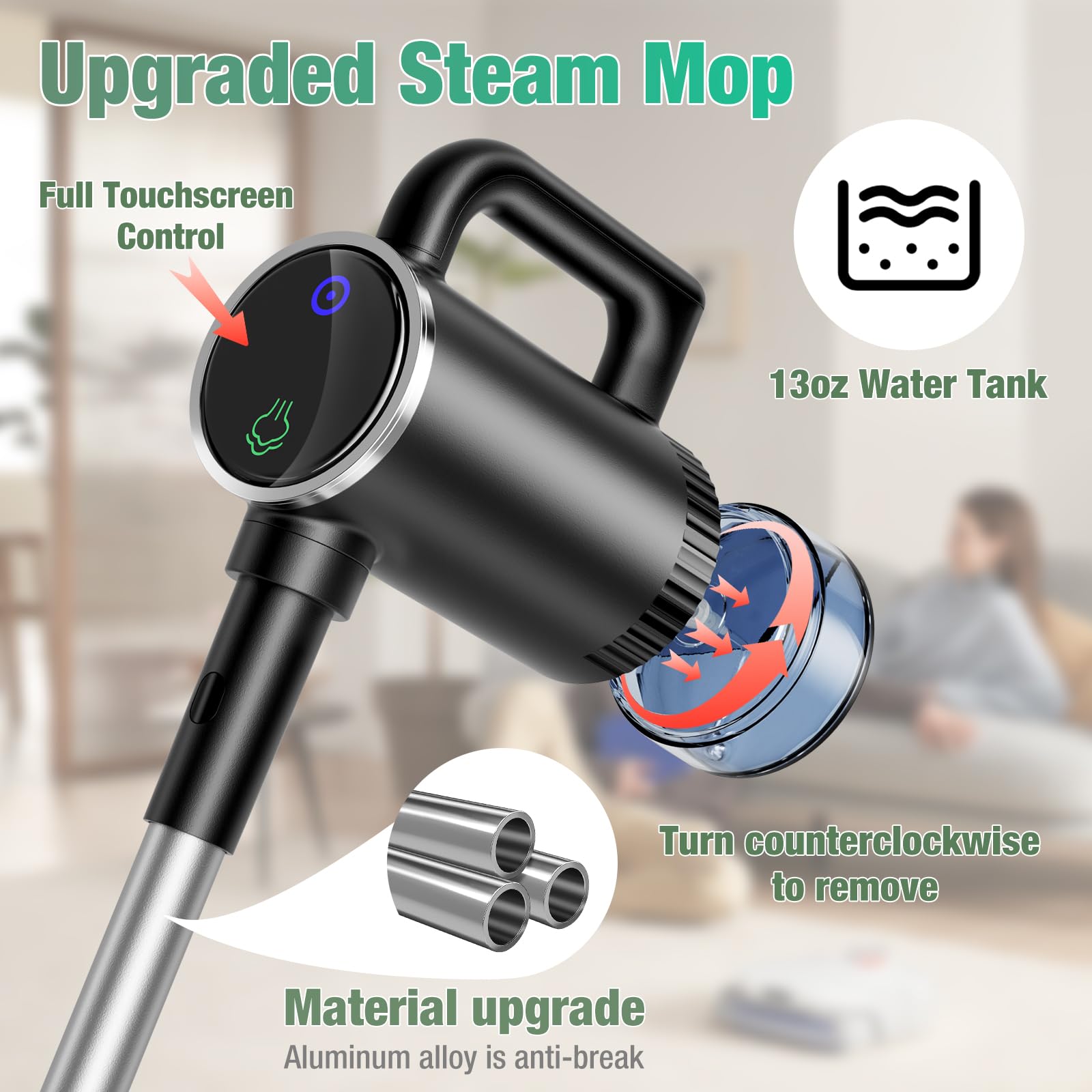 11-in-1 Steam Mop, Detachable Handheld Steam Cleaner with 3-Level Steam