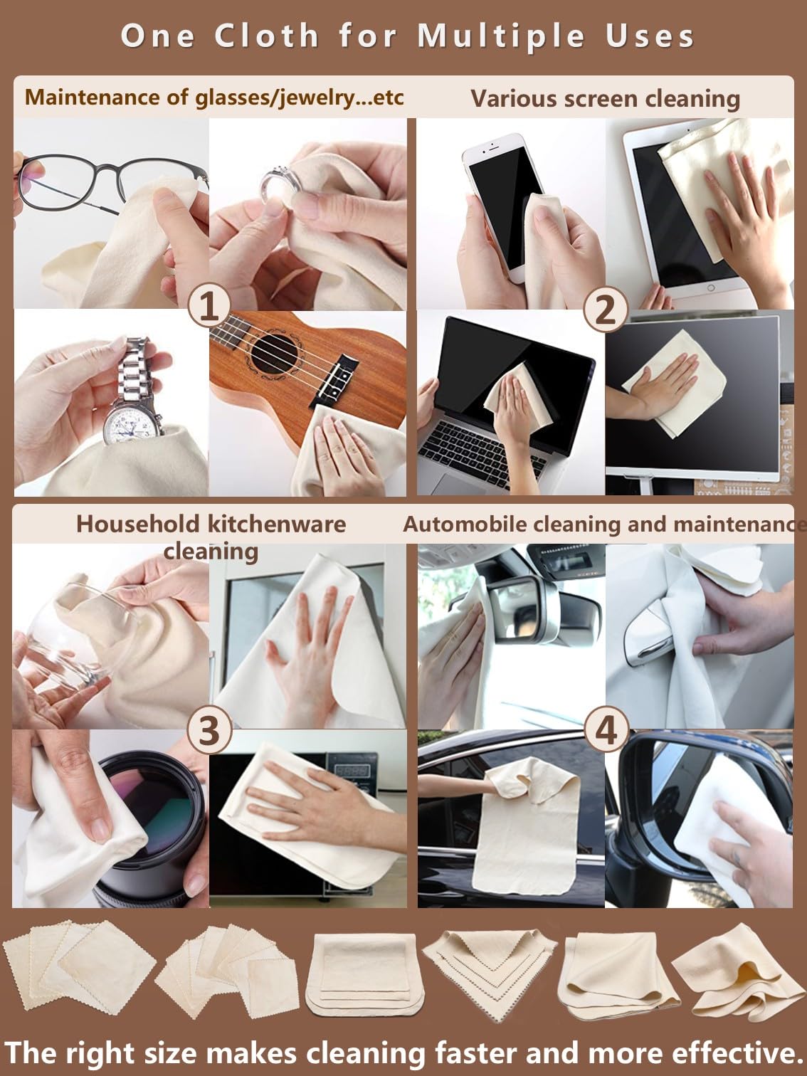 Eyeglass Cleaning Cloth Natural Chamois Leather Camera Lens Cleaning Cloths