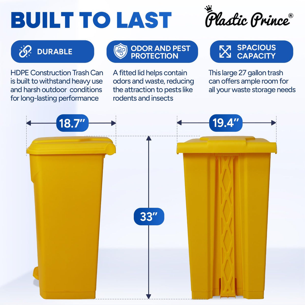 27 Gallon Step On Trash Can with Lid