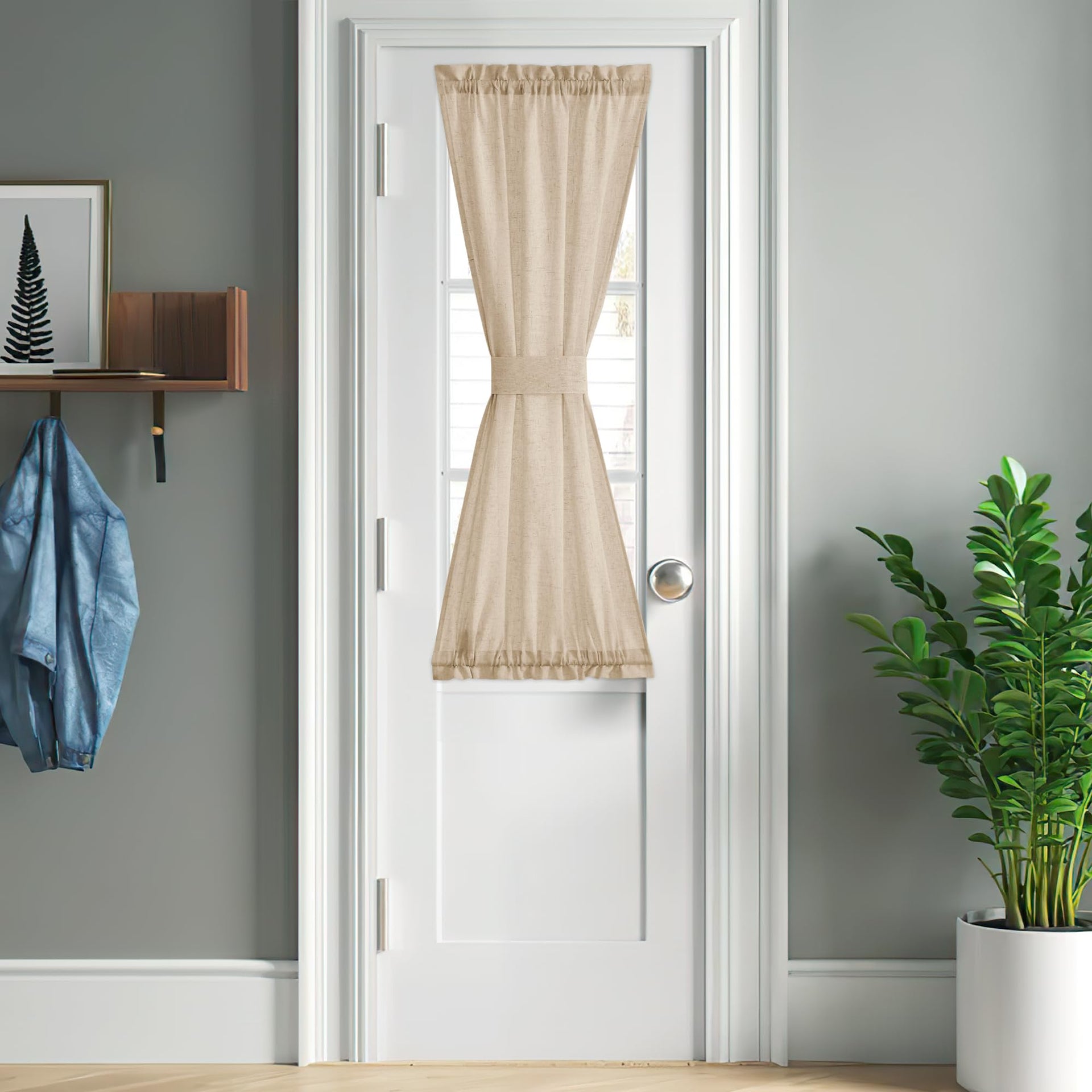 Anogra Linen Door Curtains 50 inch Length 1 Panel