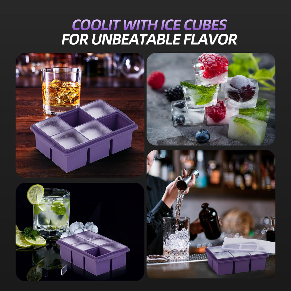 Large Ice Cube Trays for Whiskey (9.9 Ounce)