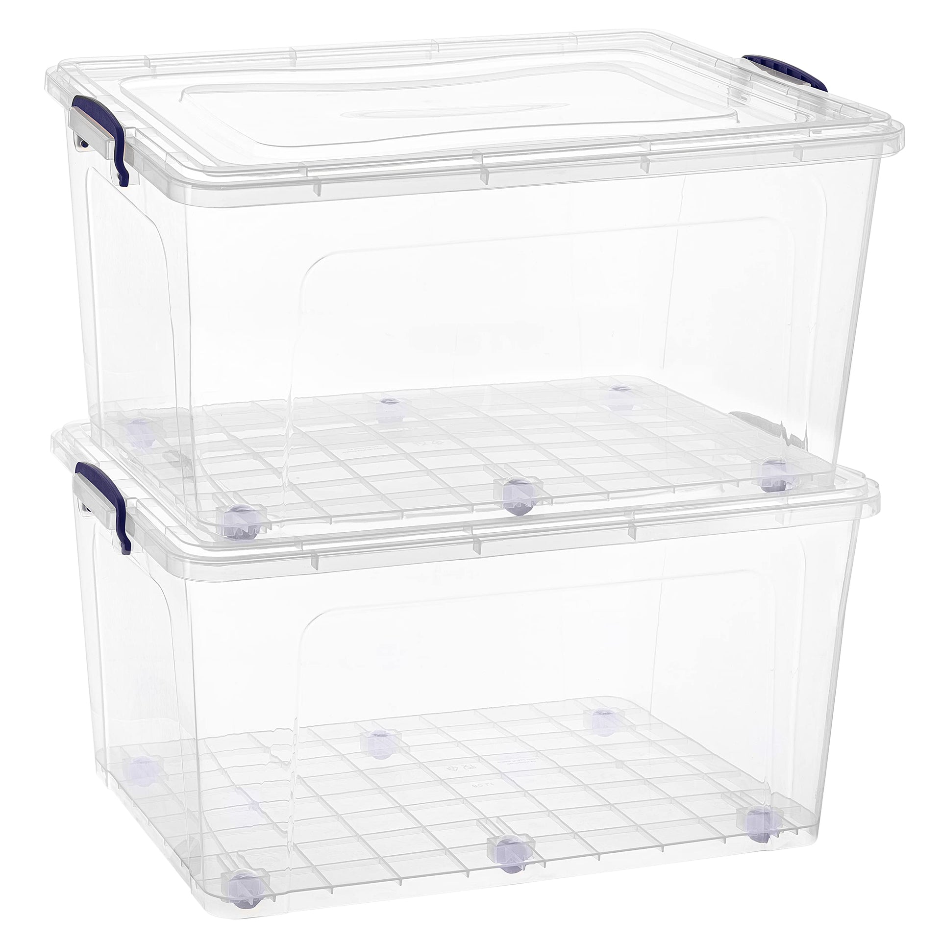 Clear Storage Boxes with Wheels (2 Count)