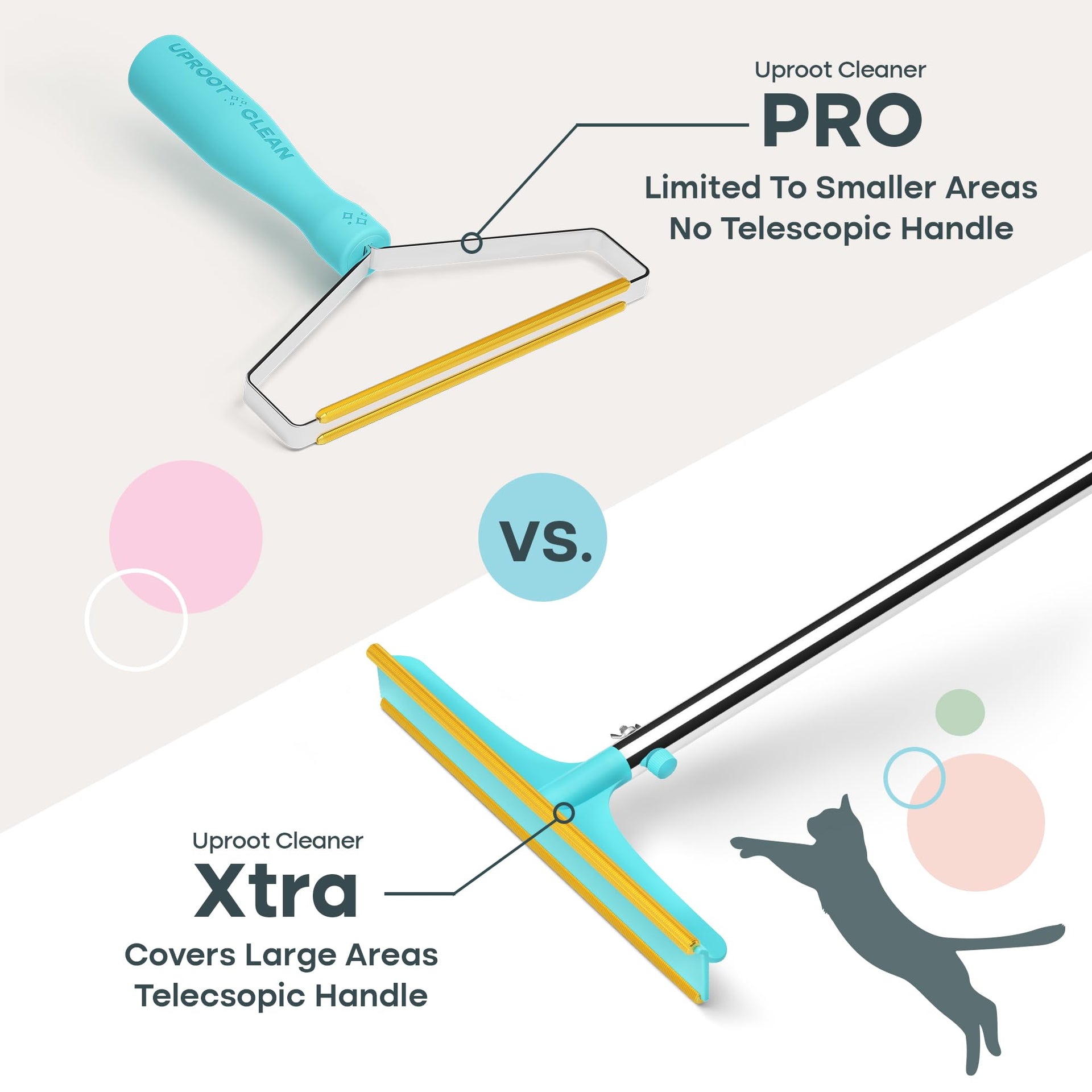 Xtra Carpet Rake for Pet Hair Removal 60" Telescopic Handle