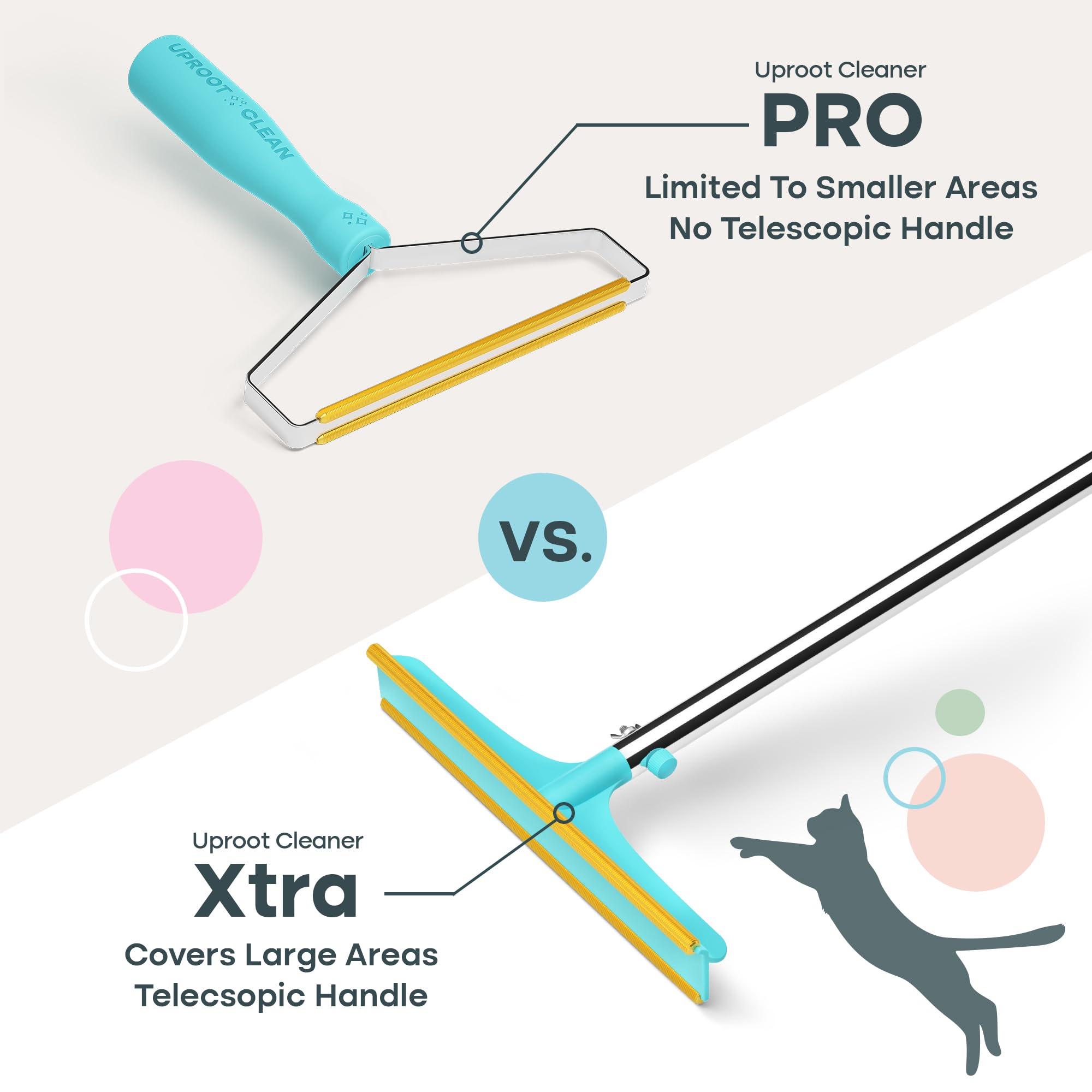 Xtra Carpet Rake for Pet Hair Removal 60" Telescopic Handle
