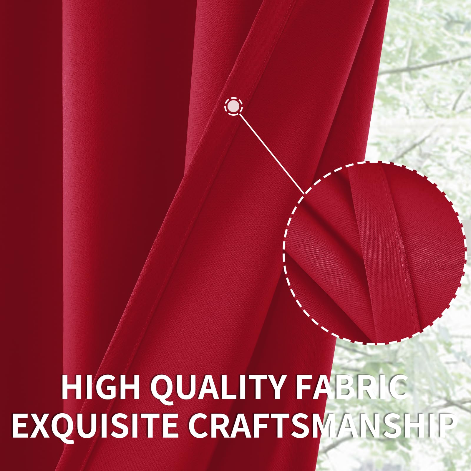 Red Short Blackout Curtains 36 Inches Length for Kitchen Window (2 Count)