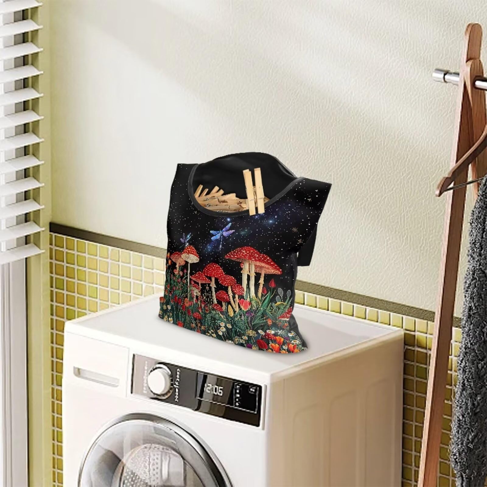 Red Mushroom Laundry Clothespin Bag