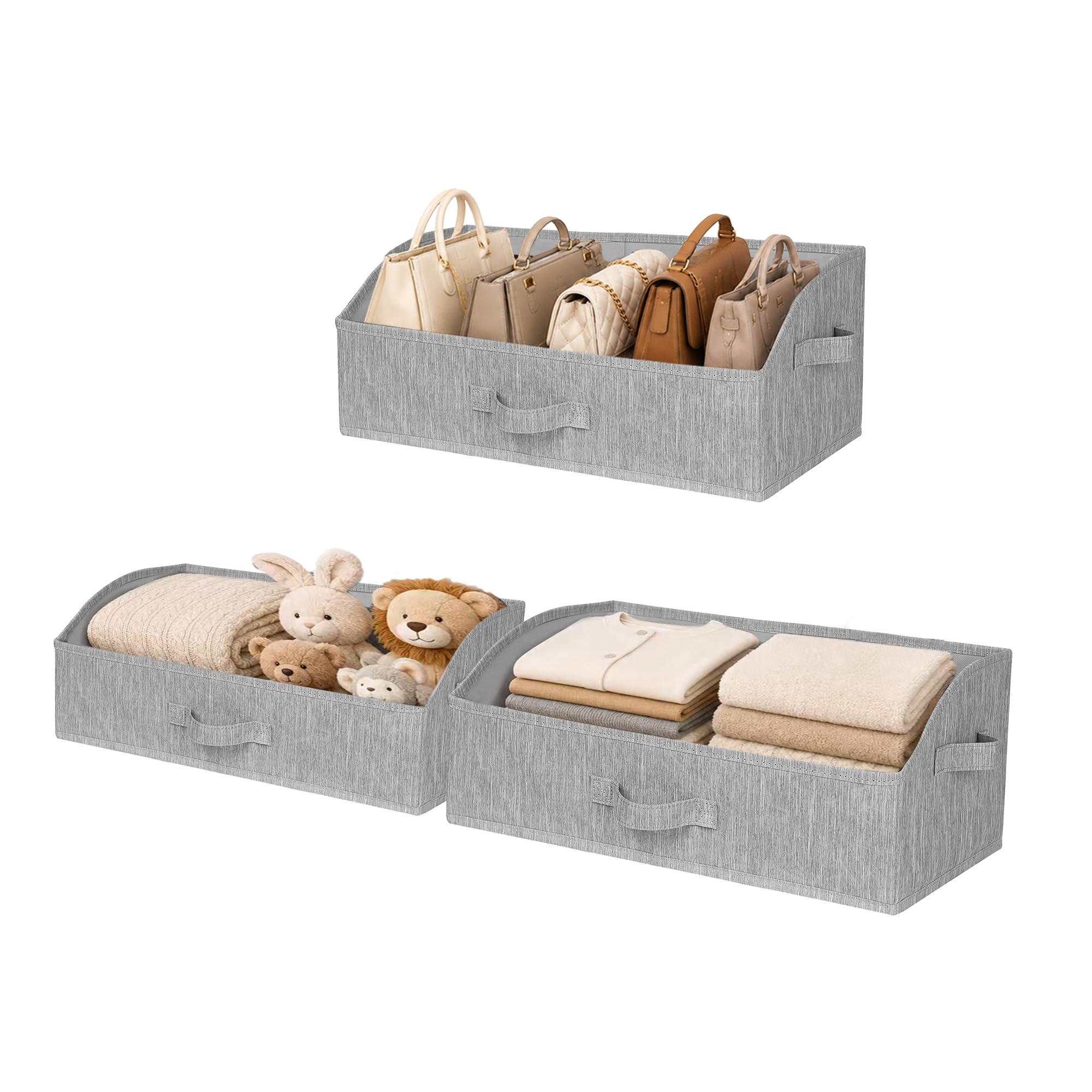 Trapezoid Storage Bins for Closet Organizers and Storage (3 Count)