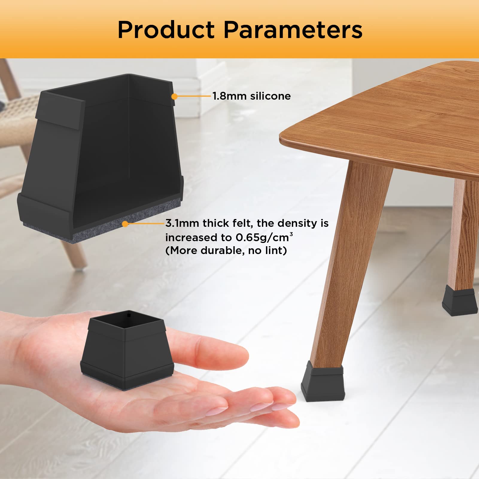 16 PCS Square Chair Leg Floor Protector (16 Count)