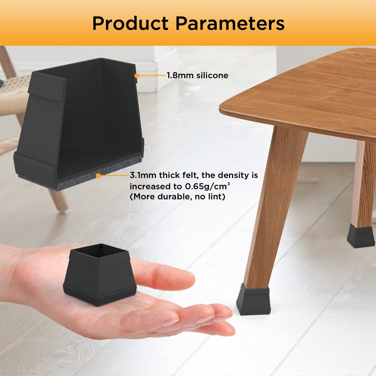 16 PCS Square Chair Leg Floor Protector (16 Count)