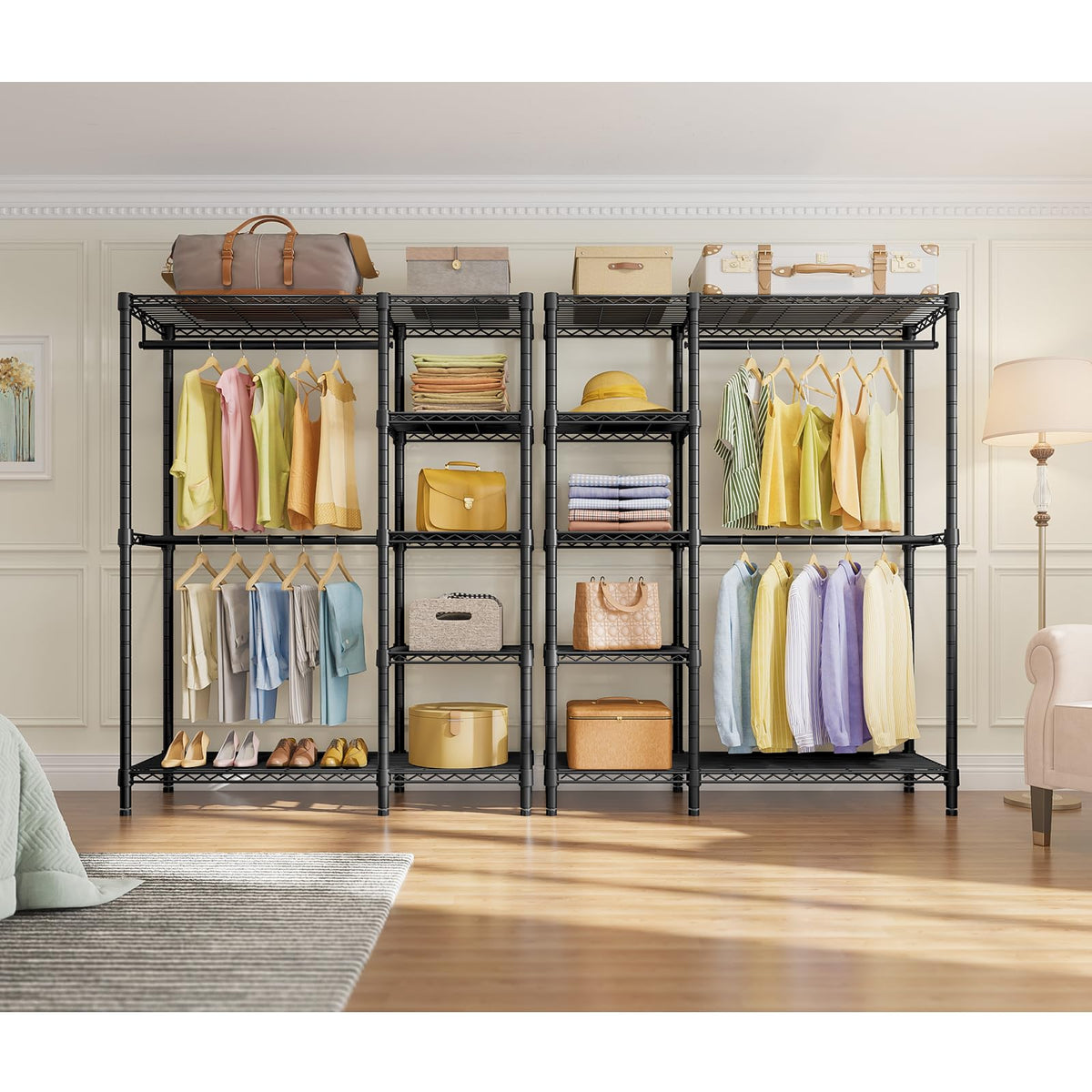 V7 Clothes Rack with Shelves Heavy duty Closet for Hanging Clothes