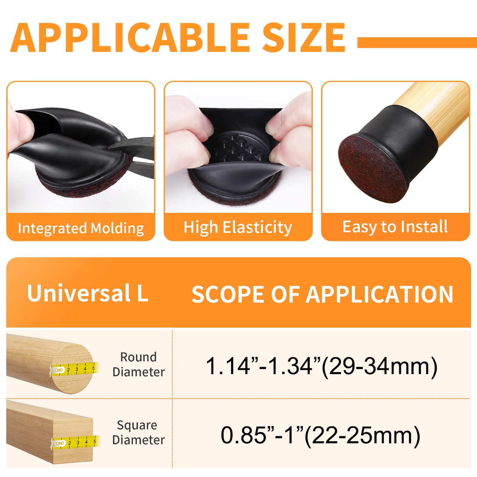 24 Pcs Round Silicone Chair Leg Floor Protectors with Felt (24 Count)