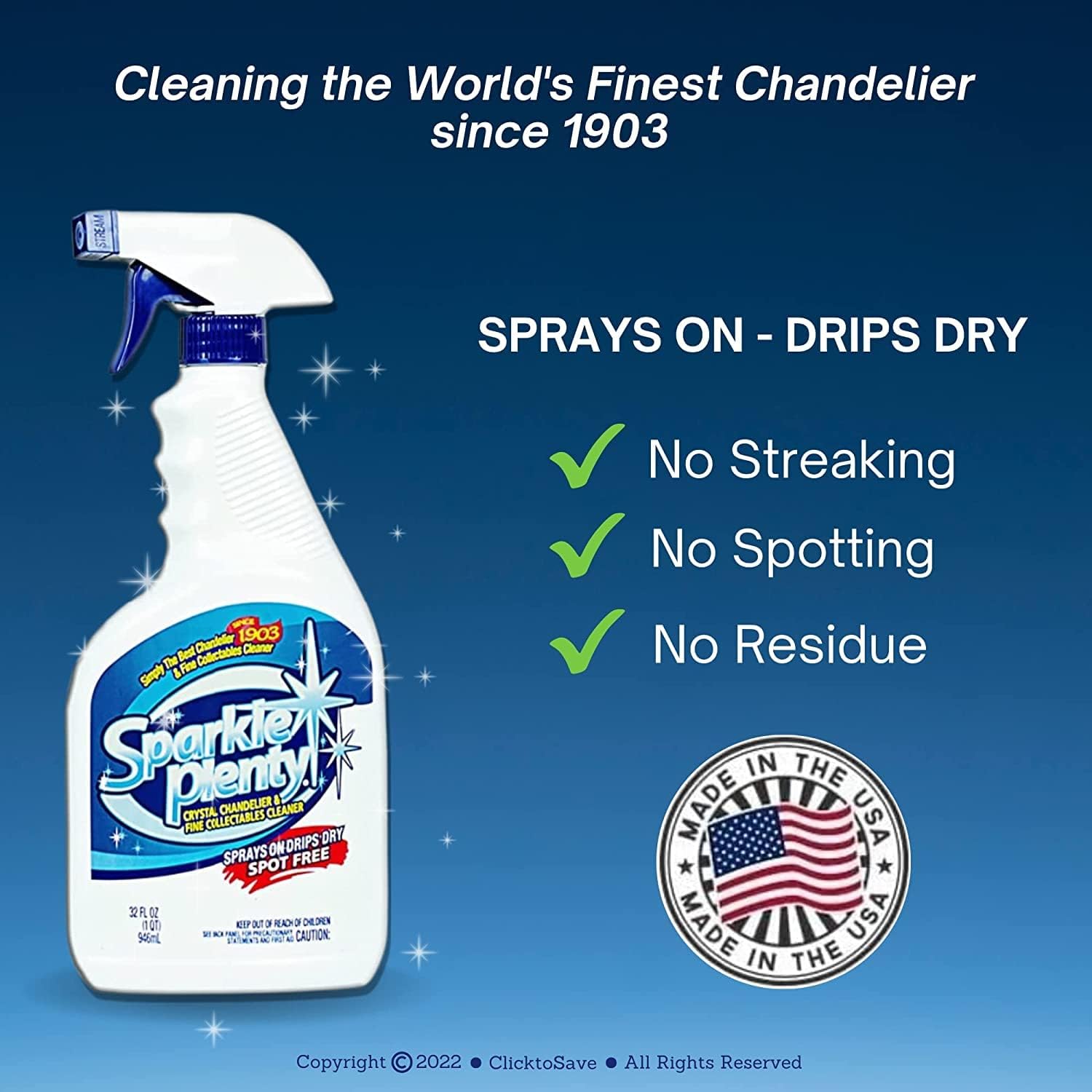 Sparkle Plenty Chandelier Cleaner Drip Dry Spray No Wipe Bundle (64 Fl Oz)