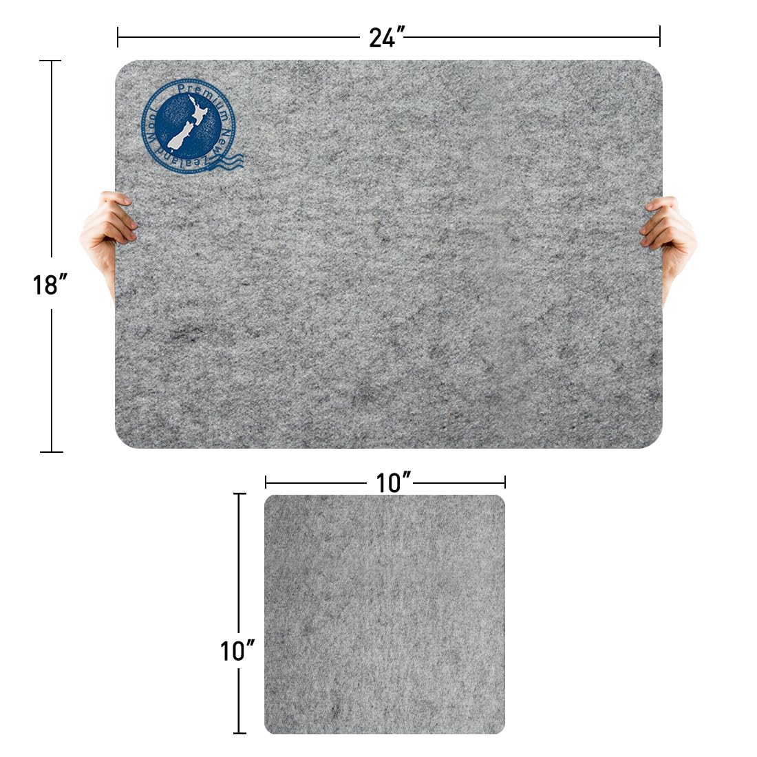 24" x 18" + 10" x 10" Wool Pressing Mat 100% New Zealand Felted Wool Ironing Mat Pad Blanket for Quilter