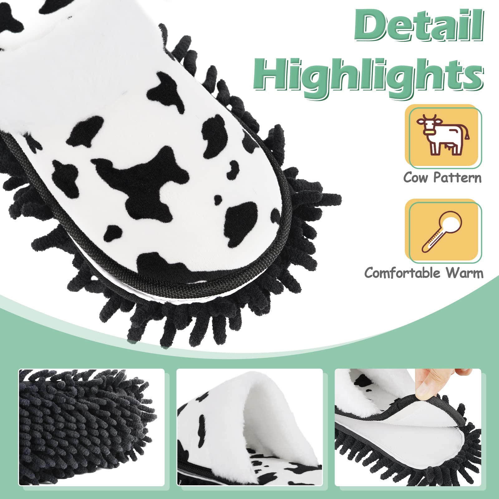 Detachable Microfiber Mop Slippers Floor Dust Cleaning for House