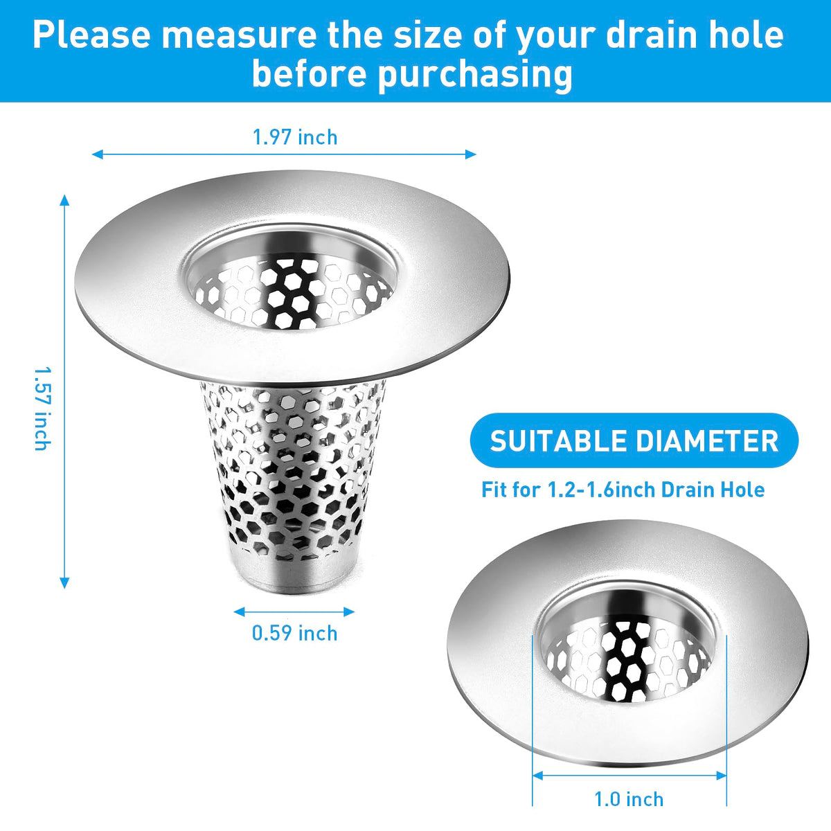 2PCS Bathroom Sink Drain Strainers (2 Count)
