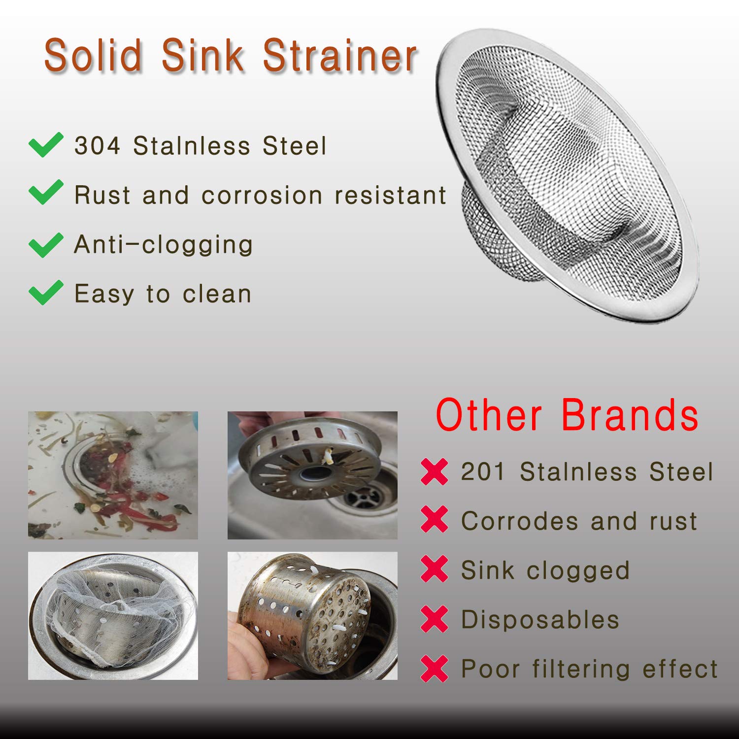2pcs Heavy Duty Stainless Steel Slop Basket Filter Trap (2 Count)