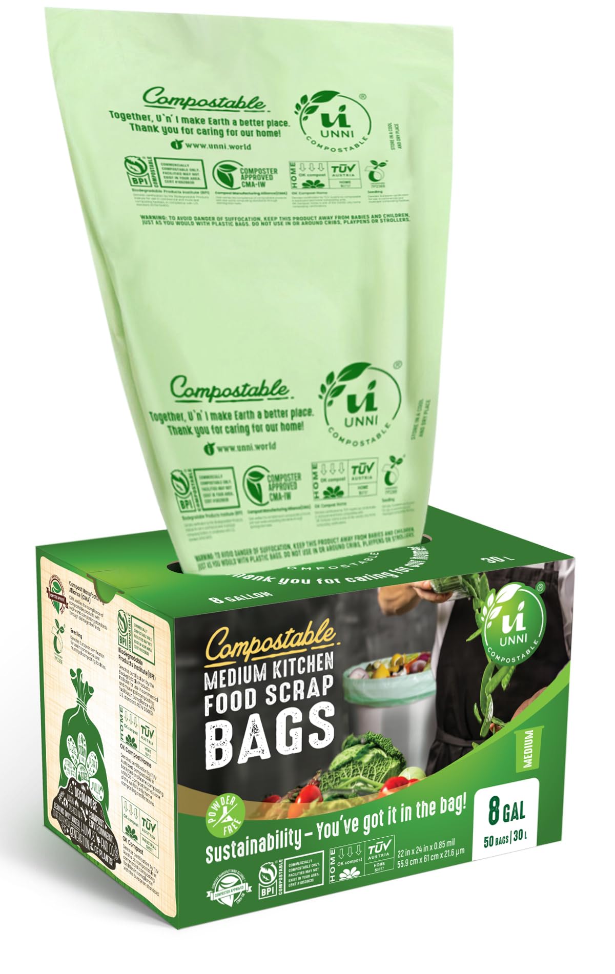 8 Gallon Compostable Bags (200 Count)