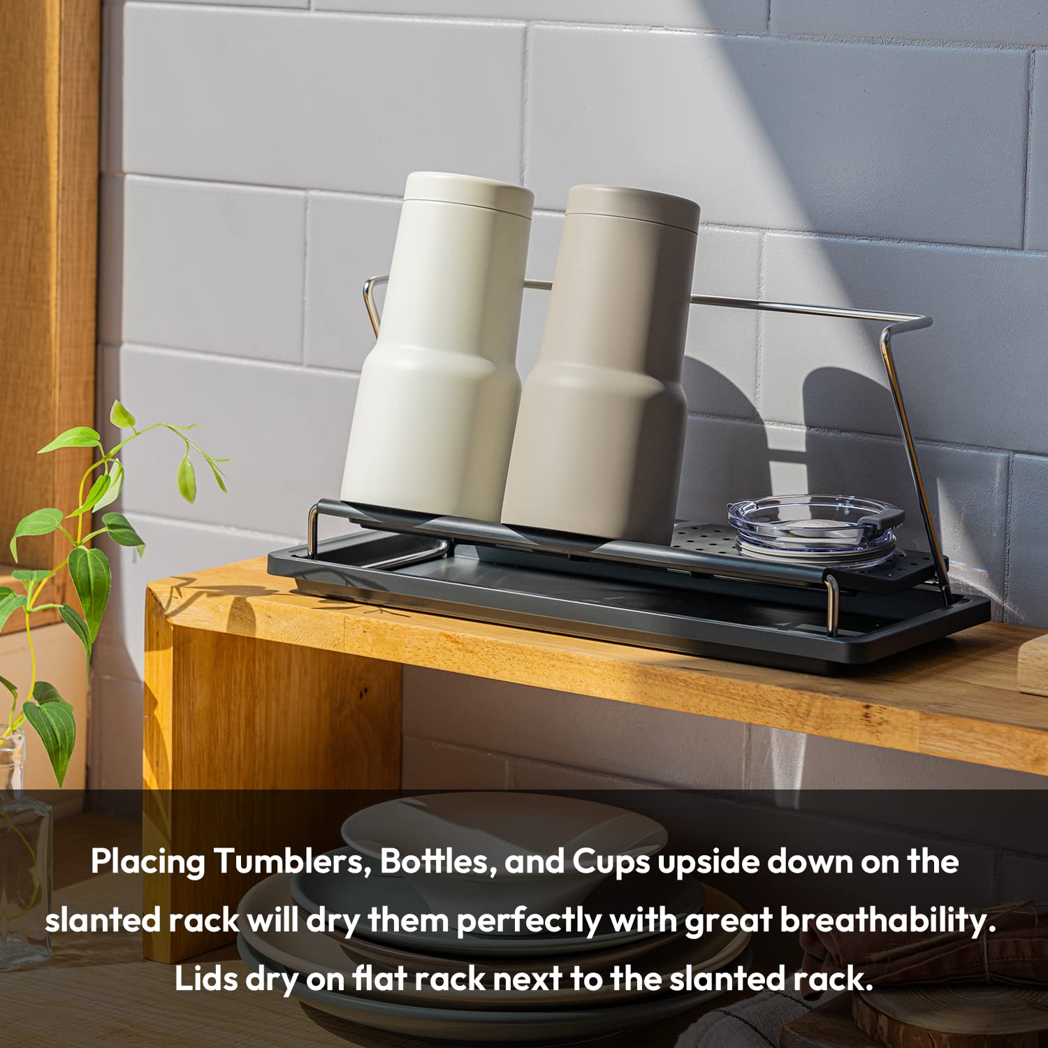 Bottle Drying Rack with Drain Tray