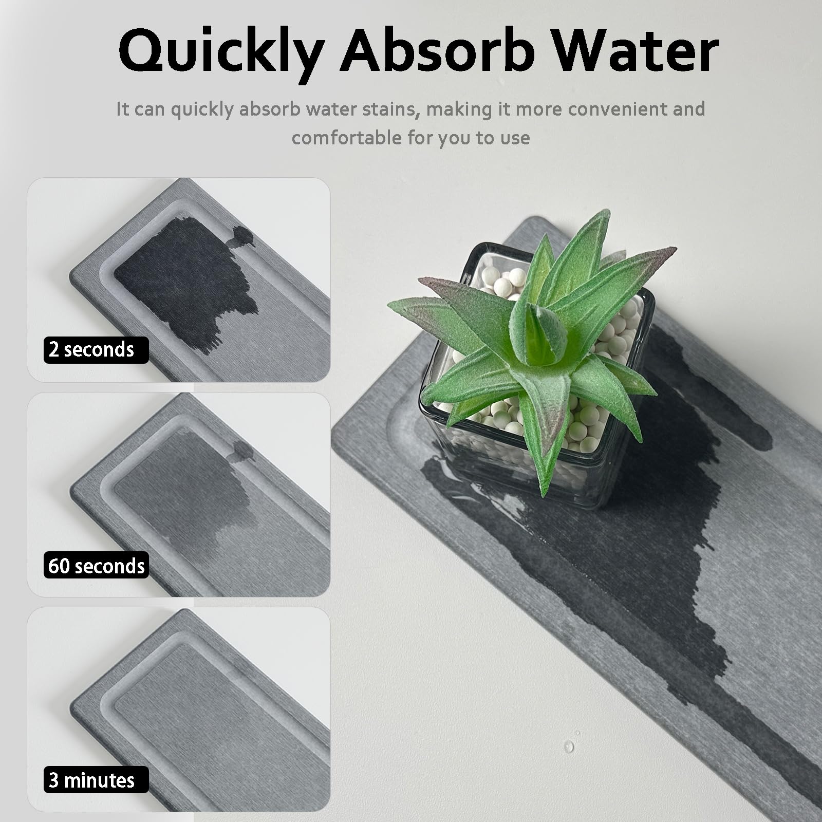 2 PCS Water Absorbing Stone Trays for Bathroom Sink Fast Drying Coasters (2 Count)