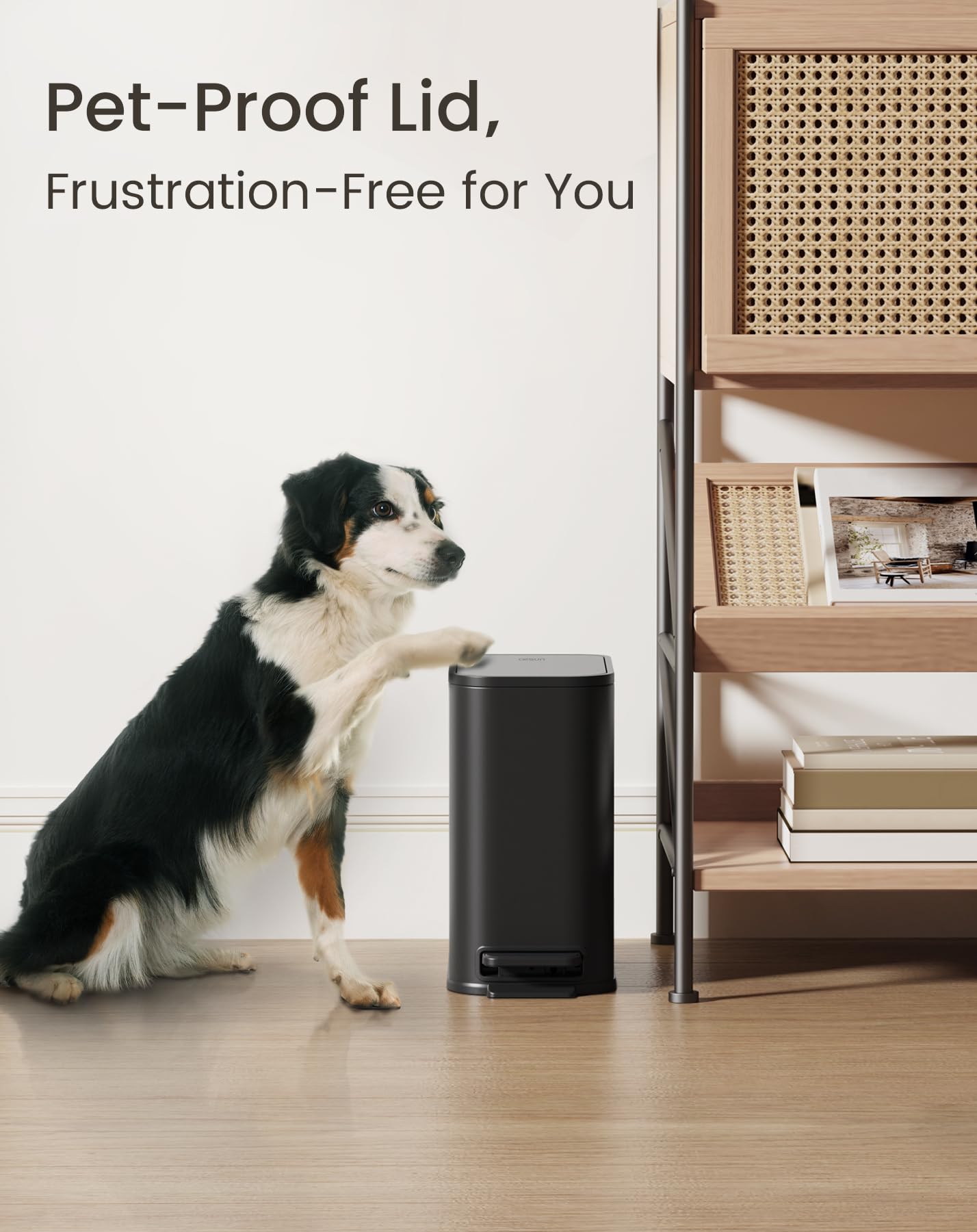 Small Black Bathroom Trash Can with Lid Soft Close & Pedal