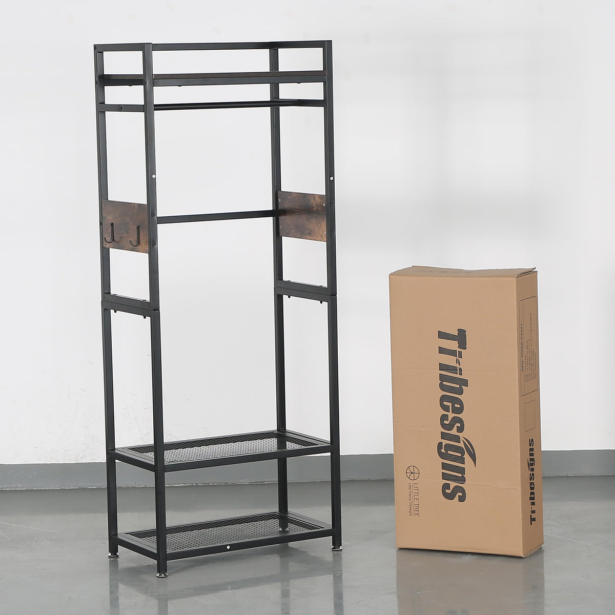 Small Heavy Duty Clothes Rack with Shelf and Hanging Rod