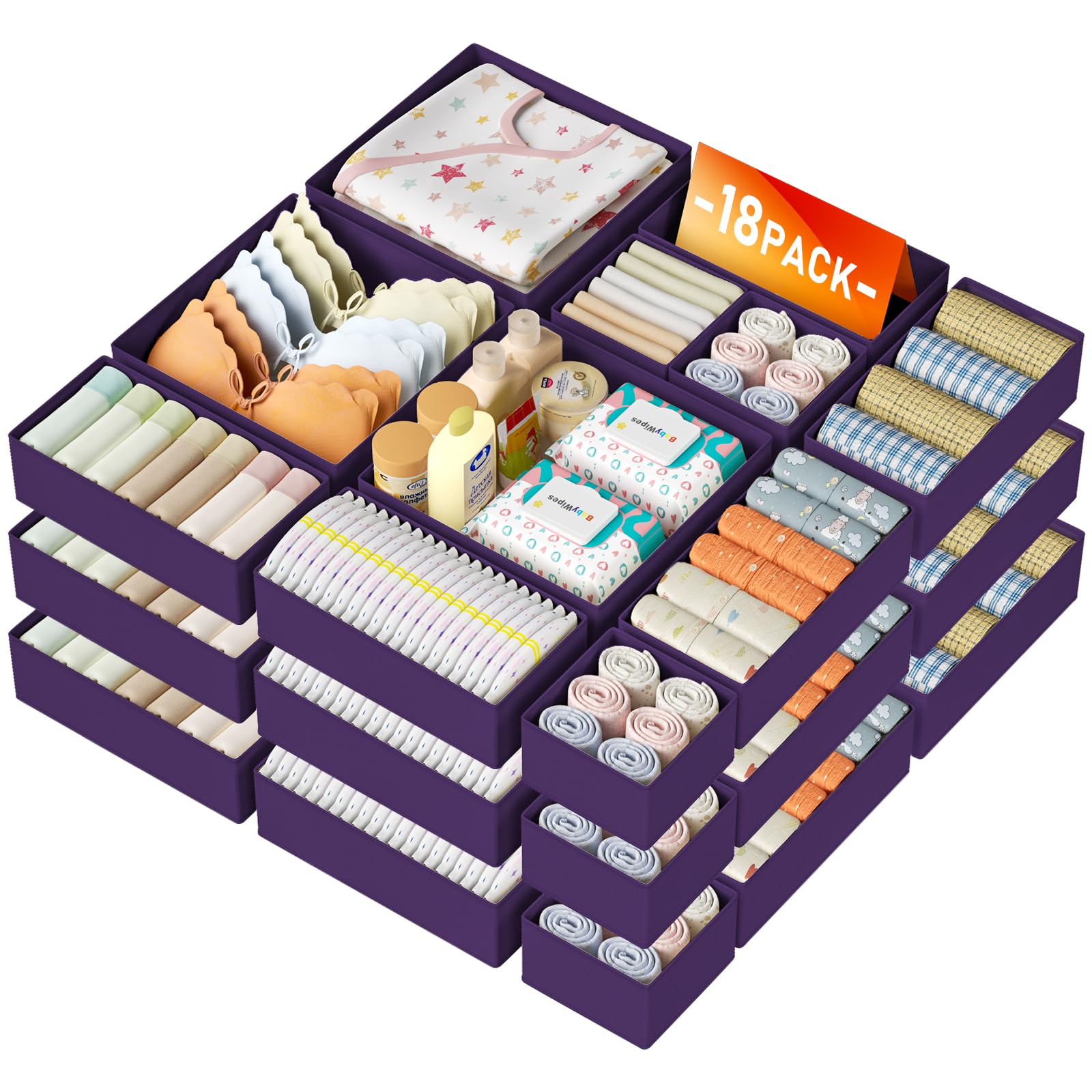 Drawer Organizer Clothes Storage (18 Count)
