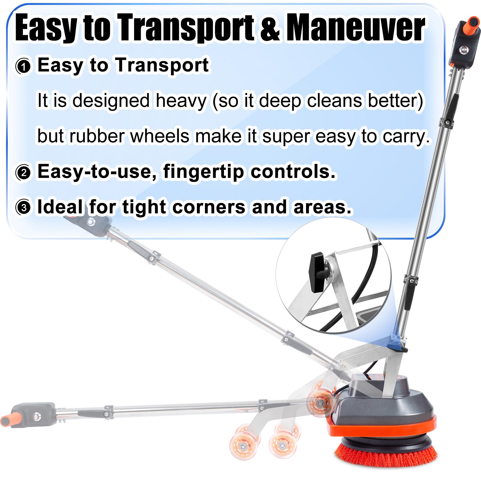 Commercial Floor Scrubber Machine with Brushes and Pads
