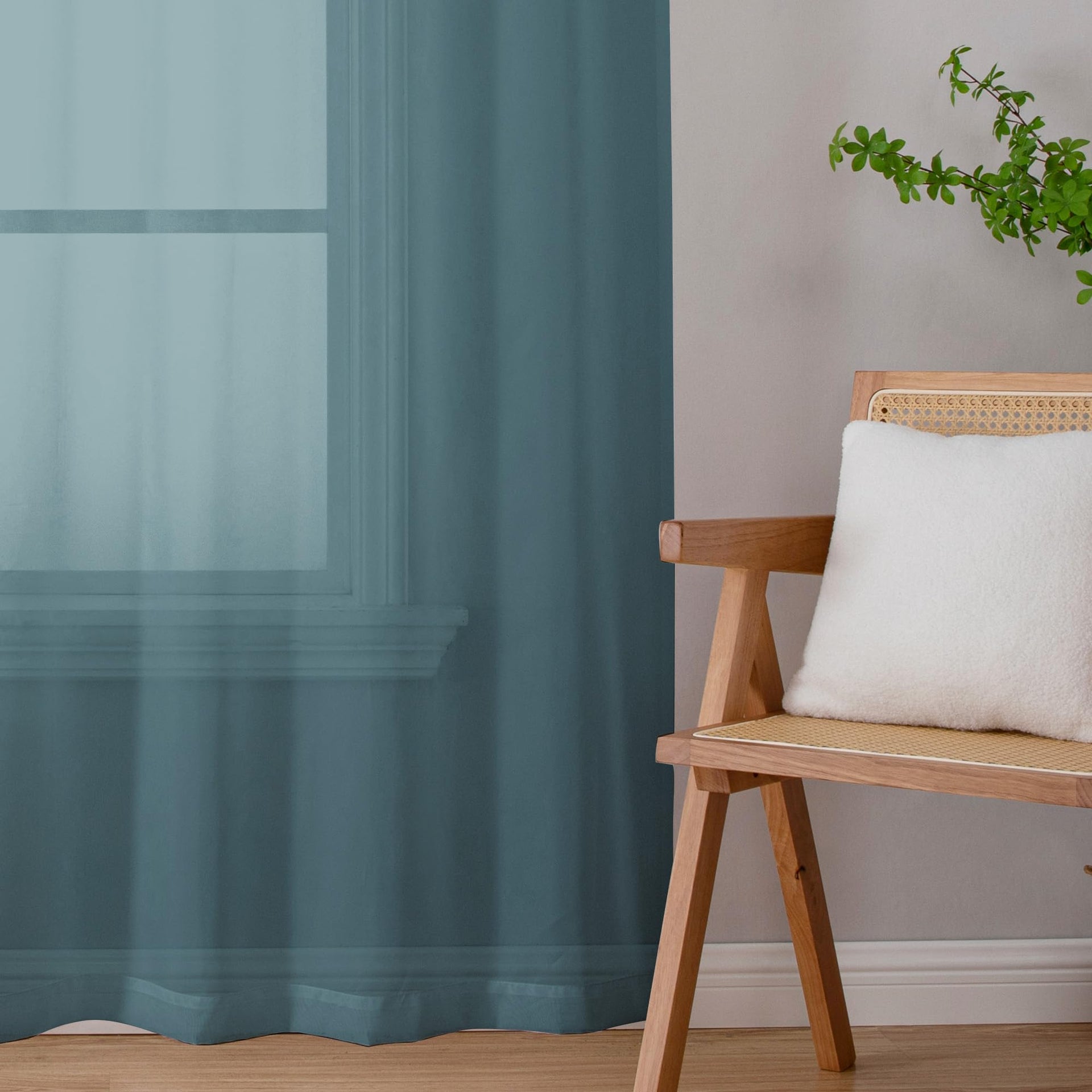 Stone Blue Sheer Curtains 72 Inch Length 2 Panels (2 Count)