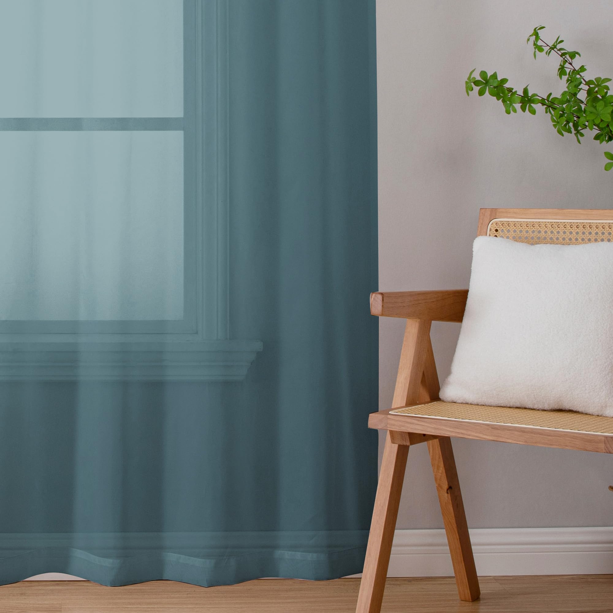 Stone Blue Sheer Curtains 72 Inch Length 2 Panels (2 Count)