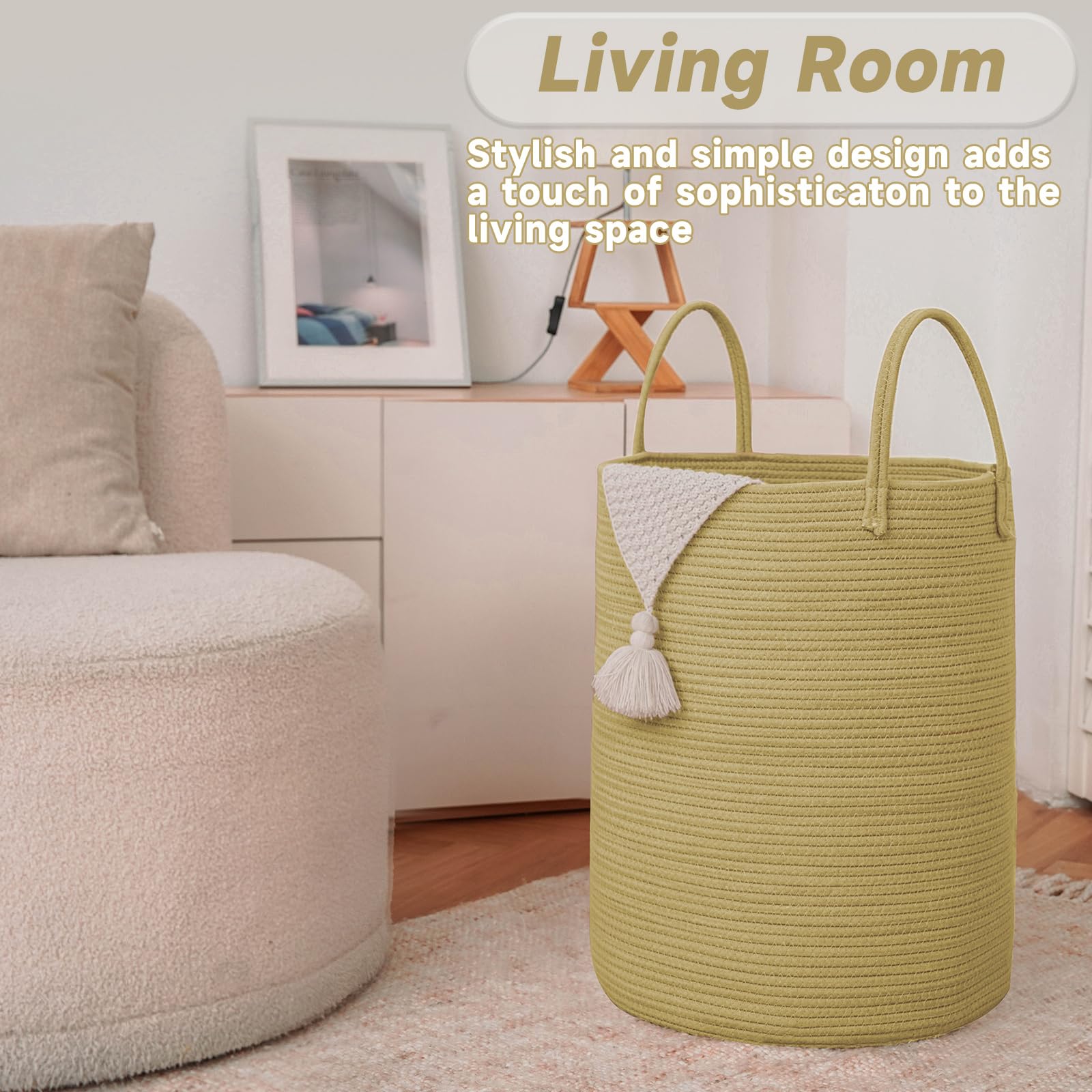 80L Cotton Rope Laundry Basket Hamper