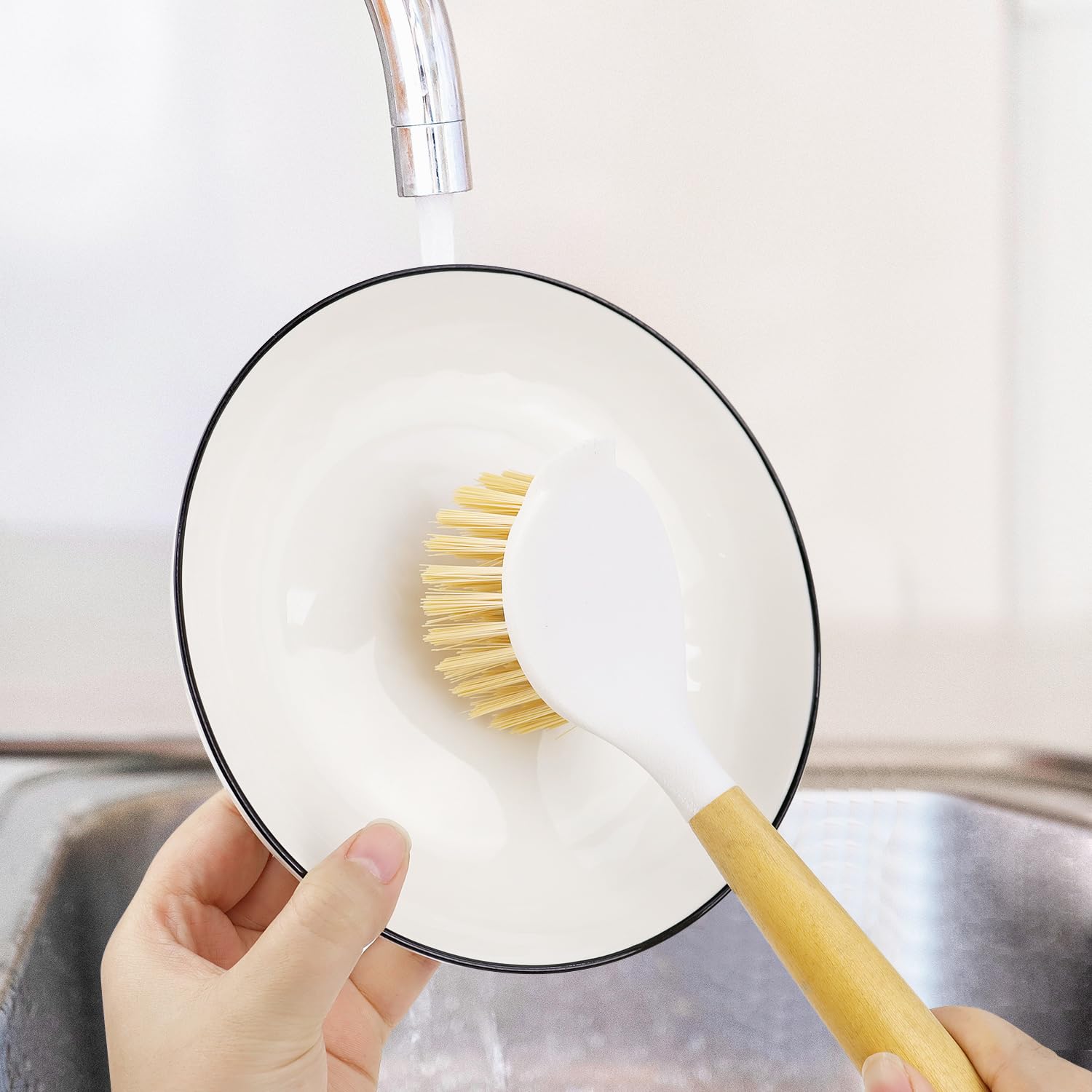 2 Pack Kitchen Scrub Brushes for Cleaning Dish Brush with Handle for Pans (2 Count)