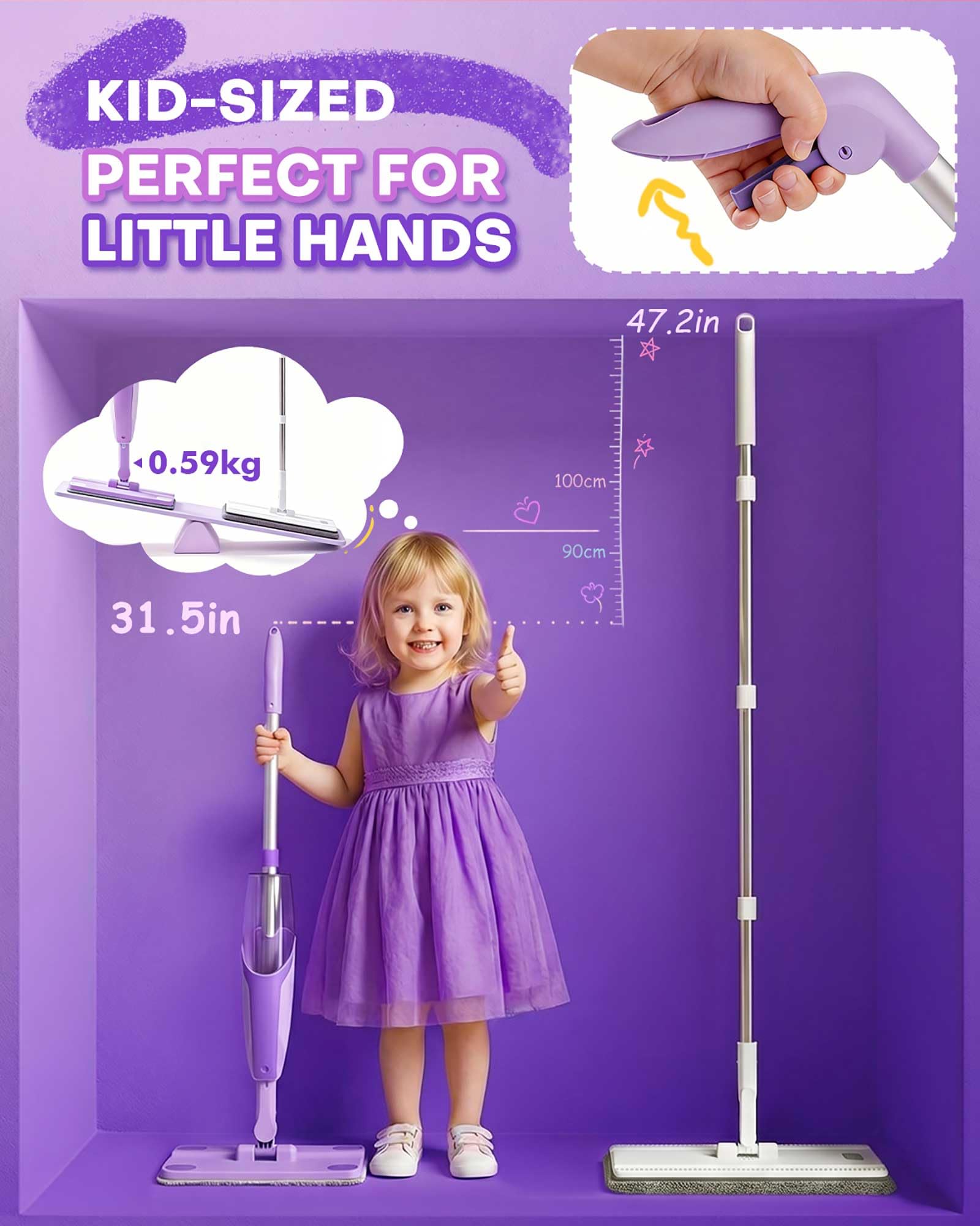 Purple Mini Spray Mop for Toddler